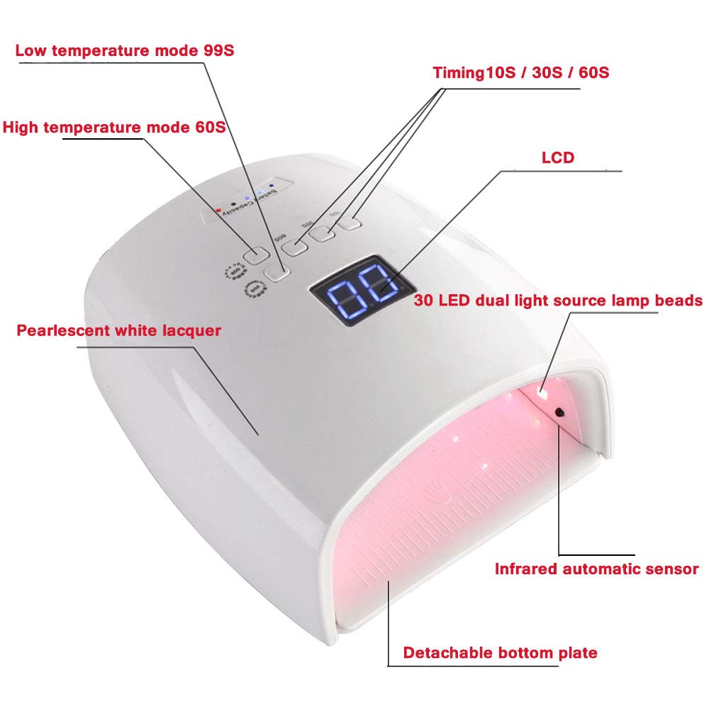 48W Rechargeable Cordless UV LED Nail Lamp with High Capacity Battery - Professional Manicure Nail Dryer & Curing Light for All Gel Polish & Nail Art Tools (Champagne) | Perfect for Home Salon, DIY Nail Care & Professional Nail Technicians