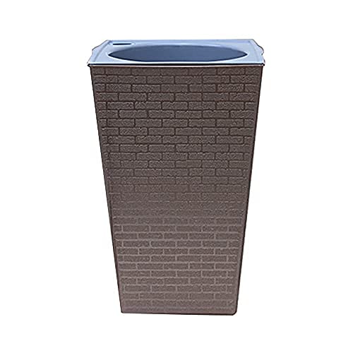 Brick Pattern Flower Pots - Imitation Metal Plastic Planters, Square Tall Gardening Pots for Indoor & Outdoor Potted Plants (Coppery, Medium Size) - Perfect for Home Decor, Patio, Balcony & Garden Landscaping
