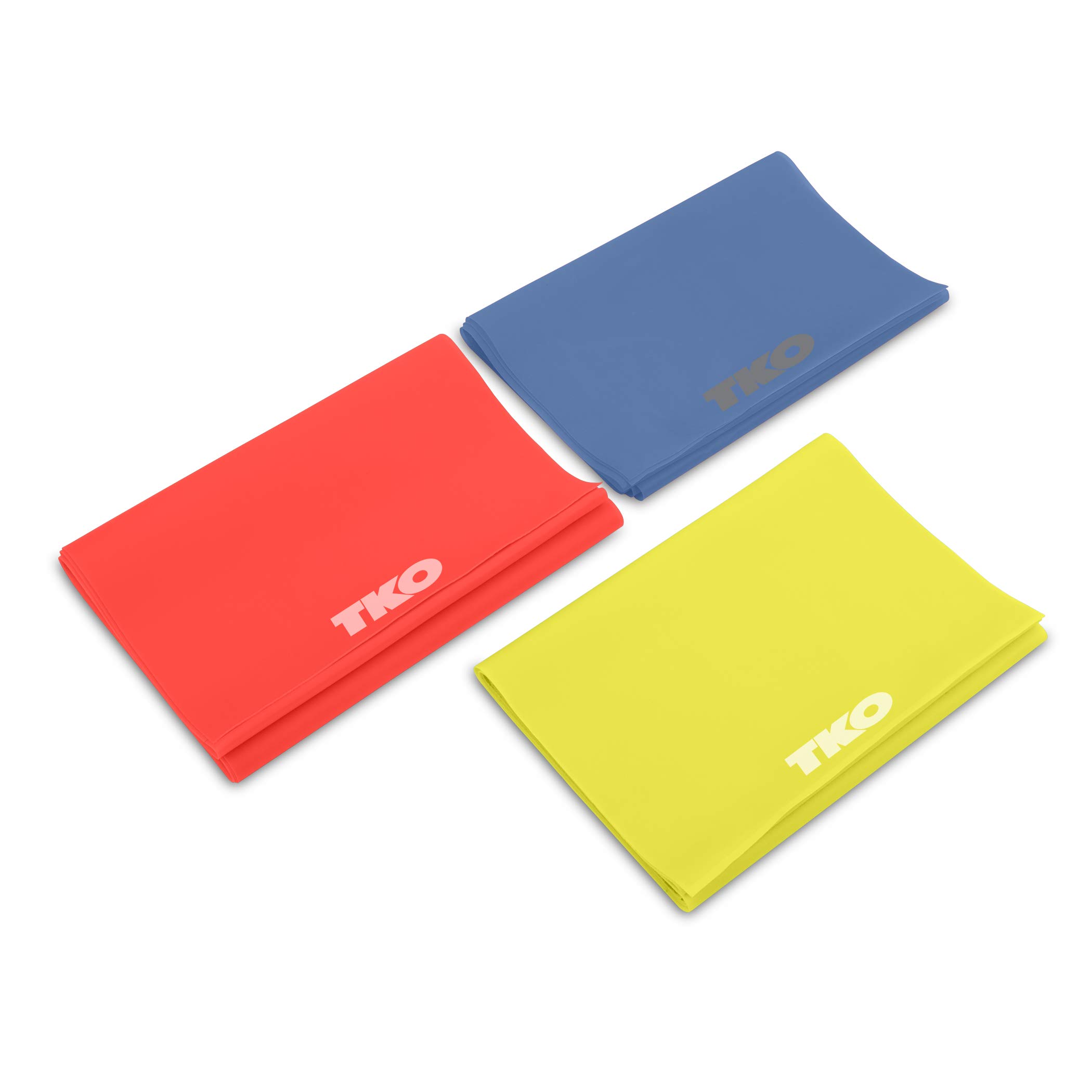 TKO Resistance Bands Set - 3 Pack with Light, Medium & Heavy Levels - Premium Flat Elastic Exercise Bands for Women & Men - Perfect for Home Workouts, Gym Training, Yoga, Pilates and Physical Therapy
