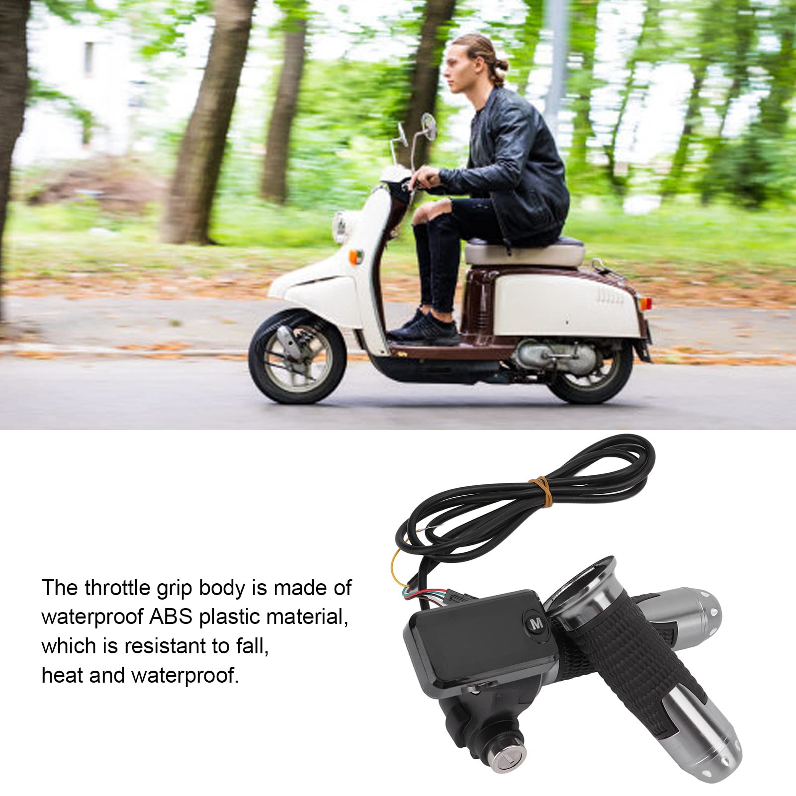 Electric Bike Throttle Grip with LCD Display - Twist Accelerator for E-Bikes Includes Cable & Key Knock - Perfect for Commuting, Mountain Biking & Urban Riding