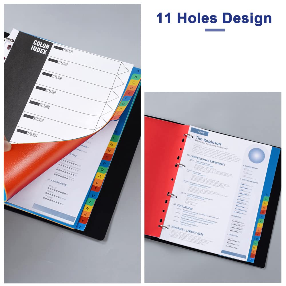 FOME 2-Pack Multicolor Binder Tab Dividers - 26 A-Z Index Tabs for 3 Ring Binders, 11 Hole A4 Plastic Dividers for Notebooks & Organizers | Perfect for School, Office & Home Organization