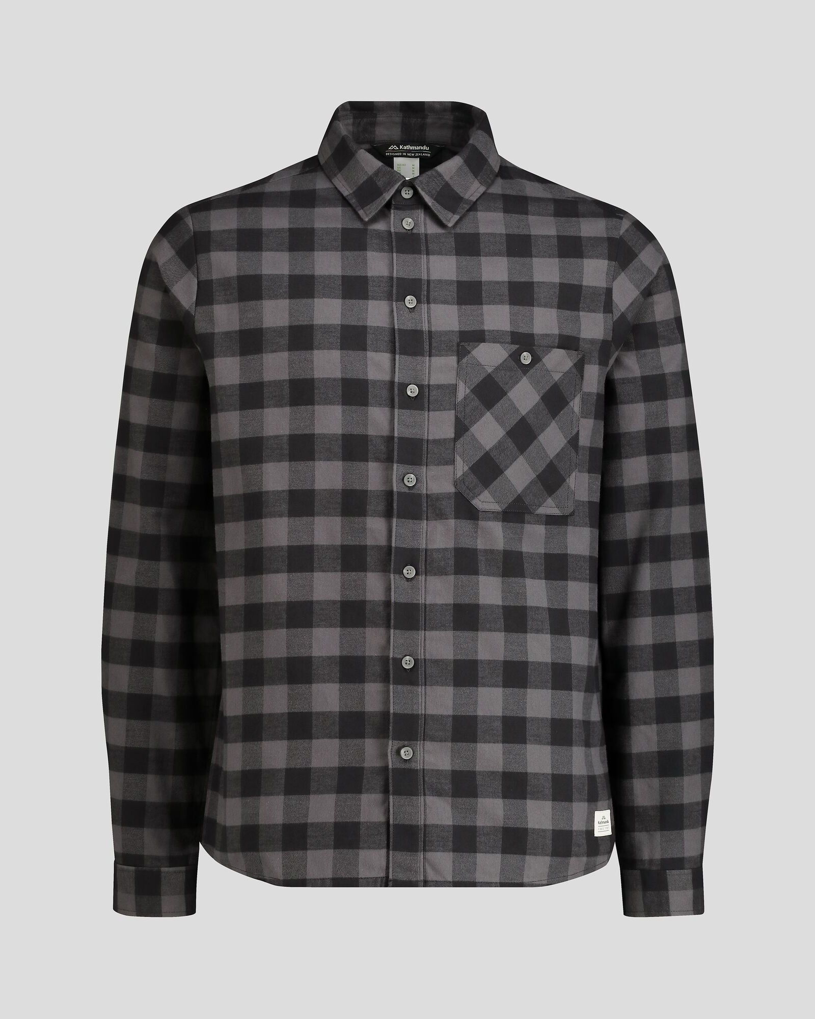 Men's Fyfe Flannel Shirt - Soft Plaid Button Down Shirt for Men, Casual Winter Warm Long Sleeve Shirt in Shale Gingham Pattern - Perfect for Outdoor Camping, Hiking and Fall Layering