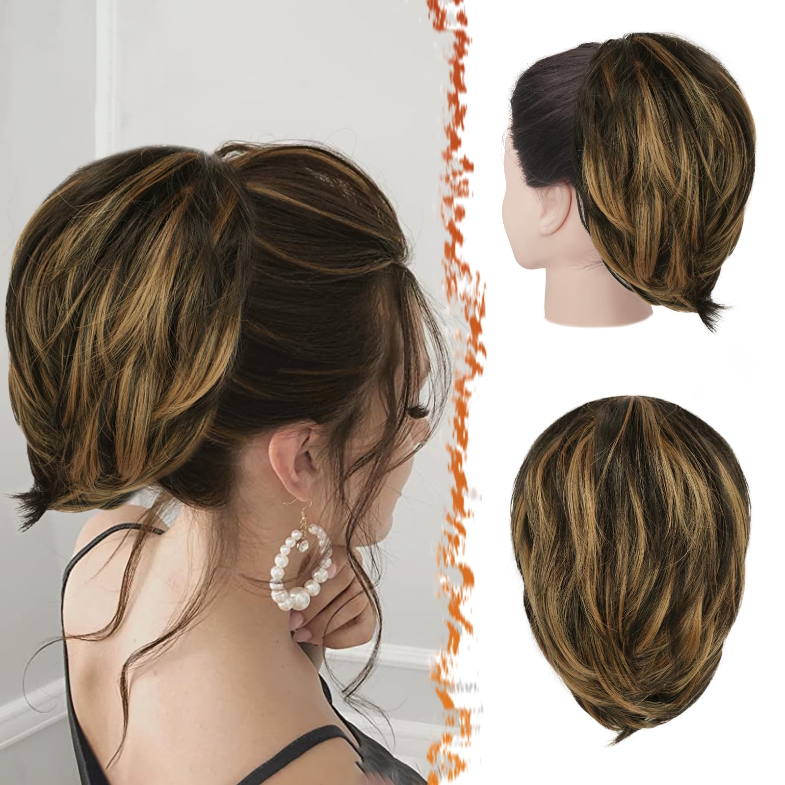 8 Inch Claw Clip Hair Bun Extension for Straight Hair - Perfect for Updos, Ponytails & Everyday Hairstyles