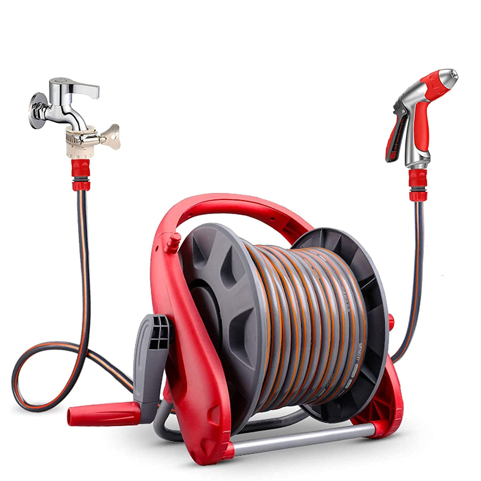Portable Expandable Garden Hose Reel Holder - 40M/30M/20M Detachable Metal Wall Mounted Water Hose Storage for Lawn Watering, Car Washing & Outdoor Cleaning