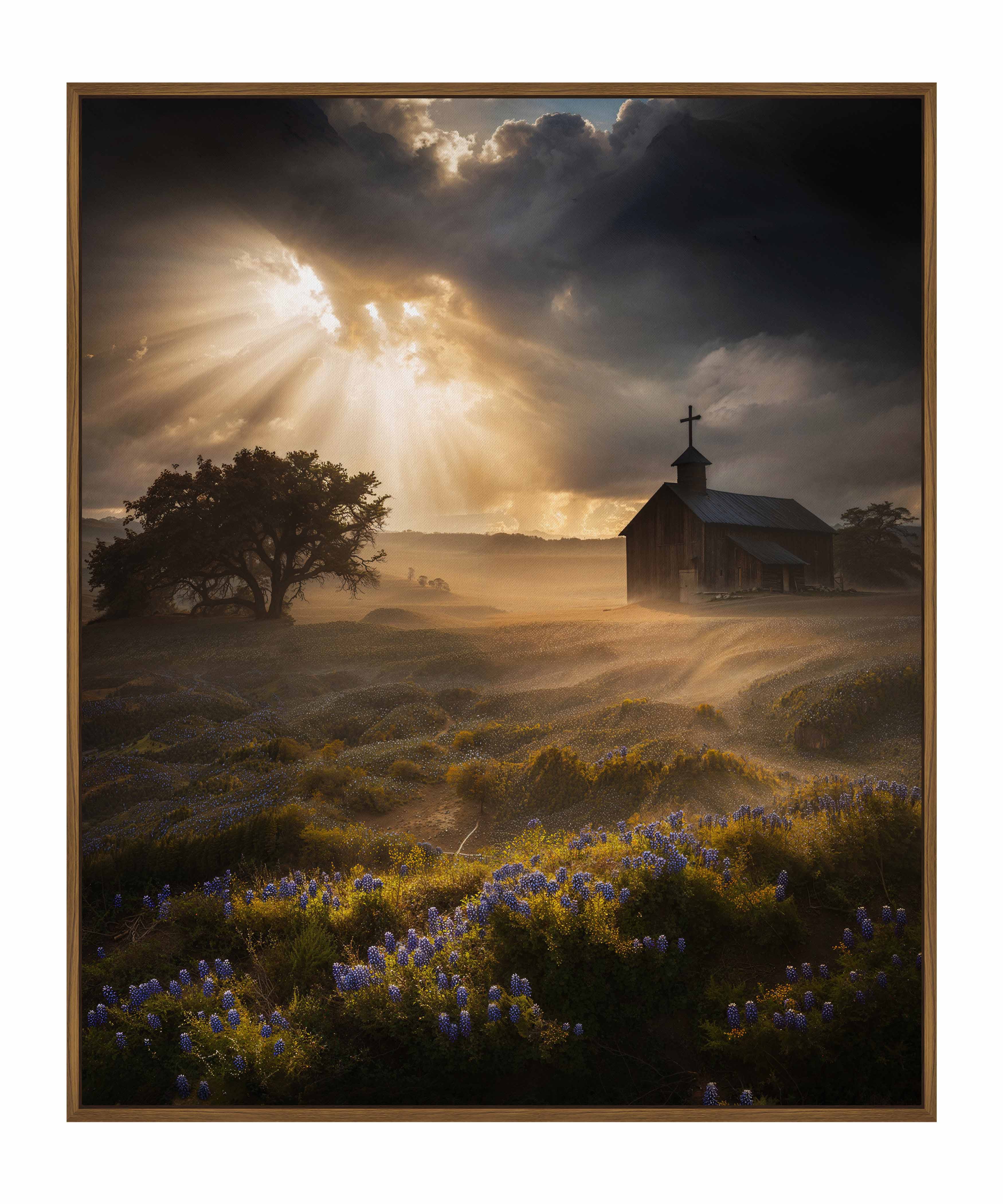 Celestial Rays Over Lone Star Land II - Stunning Galaxy Space Art Print on Gallery Wrapped Canvas - Perfect for Living Room, Bedroom & Office Wall Decor