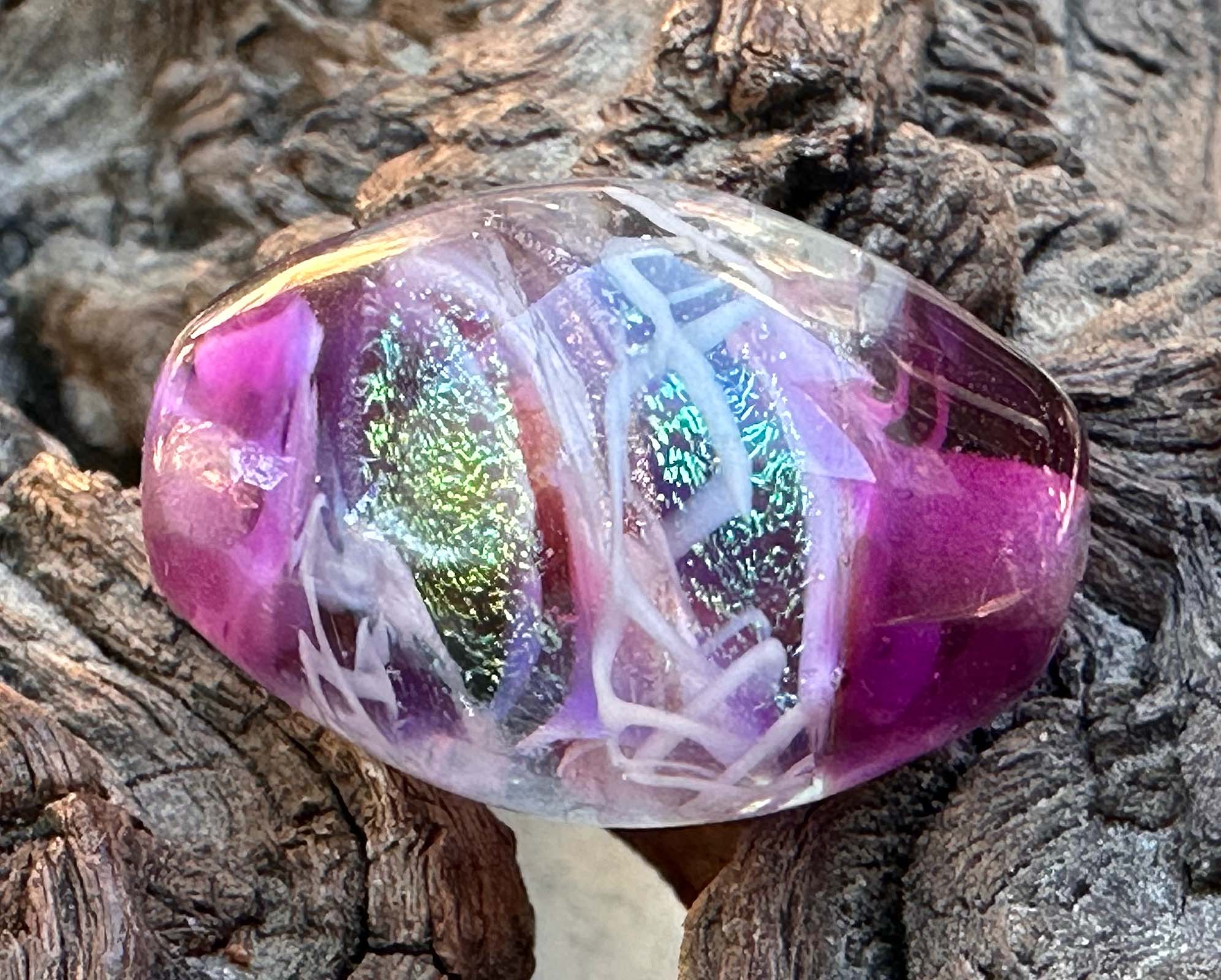 Lavender Dichroic Glass Shimmer Lampwork Focal Bead for Jewelry Making - Handmade SRA Art Bead for Necklaces, Bracelets & DIY Crafts