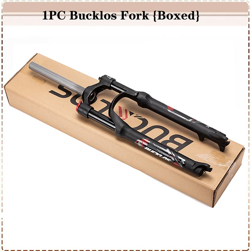 BUCKLOS 26/27.5/29 Inch MTB Suspension Forks - 100mm Travel, Preload Adjustment, 28.6mm Threadless Steerer - Perfect for Mountain Biking, Trail Riding & Off-Road Cycling Adventures