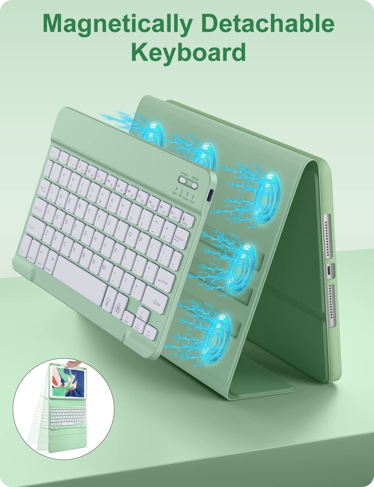 Hamile Backlit Detachable Keyboard Case for iPad 9th/8th/7th Gen & iPad Air 3rd Gen 10.2