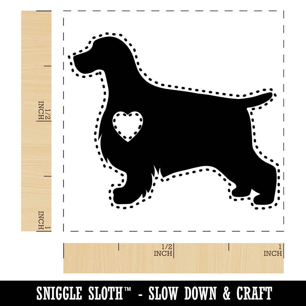 English Cocker Spaniel Dog with Heart Self-Inking Rubber Stamp - 1 Inch Small Stamp with Black Ink - Perfect for Scrapbooking, Card Making & DIY Crafts