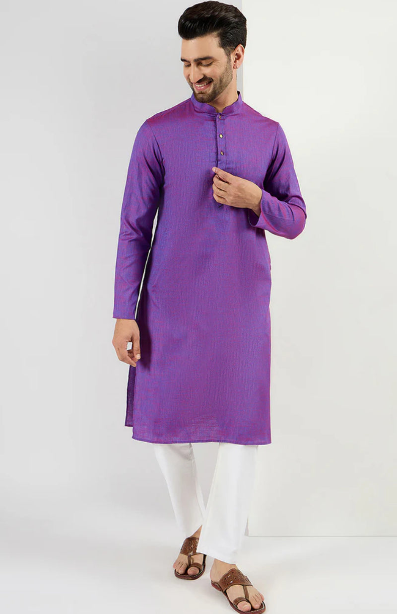 Stylish Purple Cotton Solid Woven Straight Kurta for Women | Comfortable Ethnic Wear for Festivals, Parties & Daily Wear