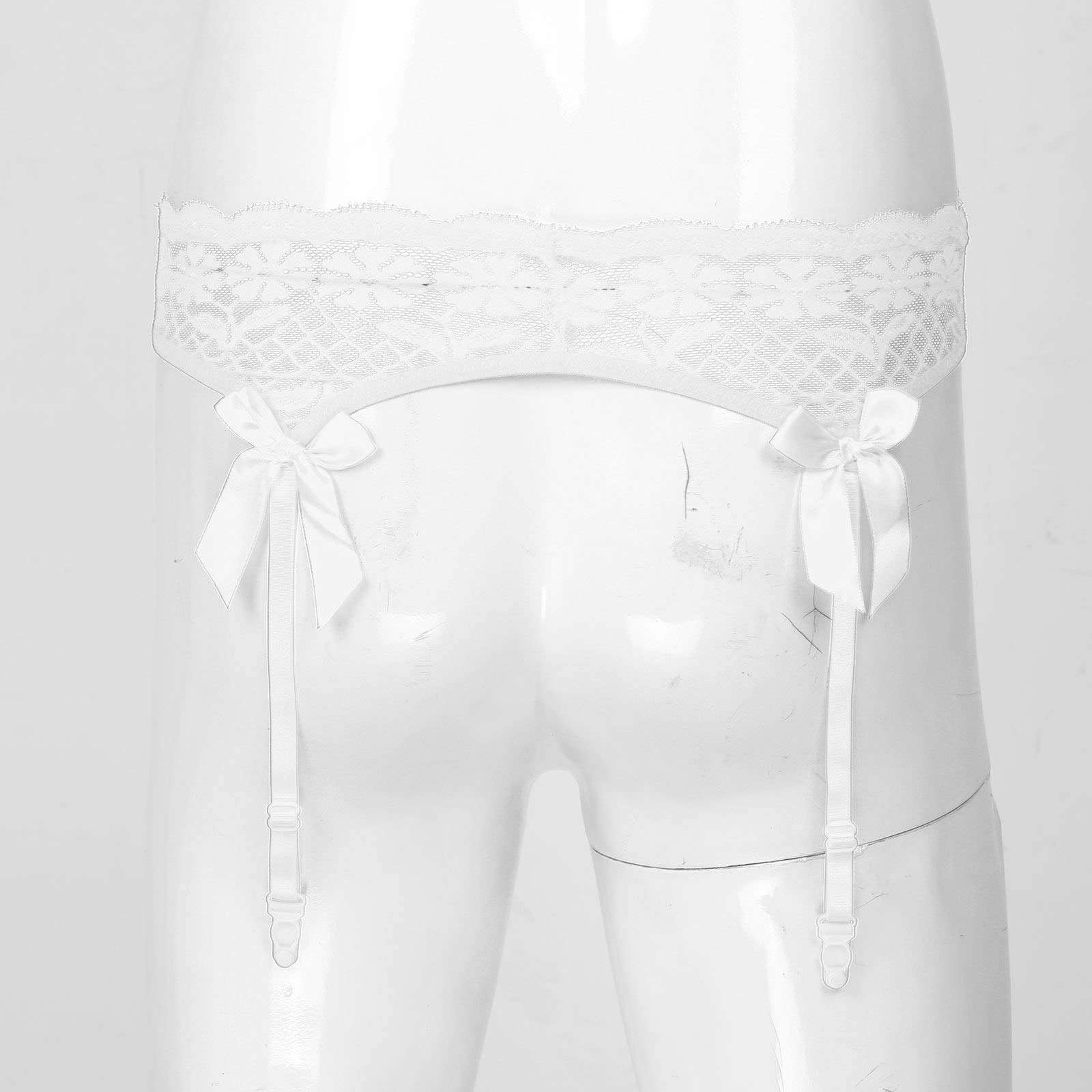 ACSUSS Men's Sheer Lace Suspenders - Adjustable Elastic Waistband Garter Belt with Bowknot for Stockings | Sissy Lingerie | Perfect for Crossdressing, Cosplay & Sensual Nights