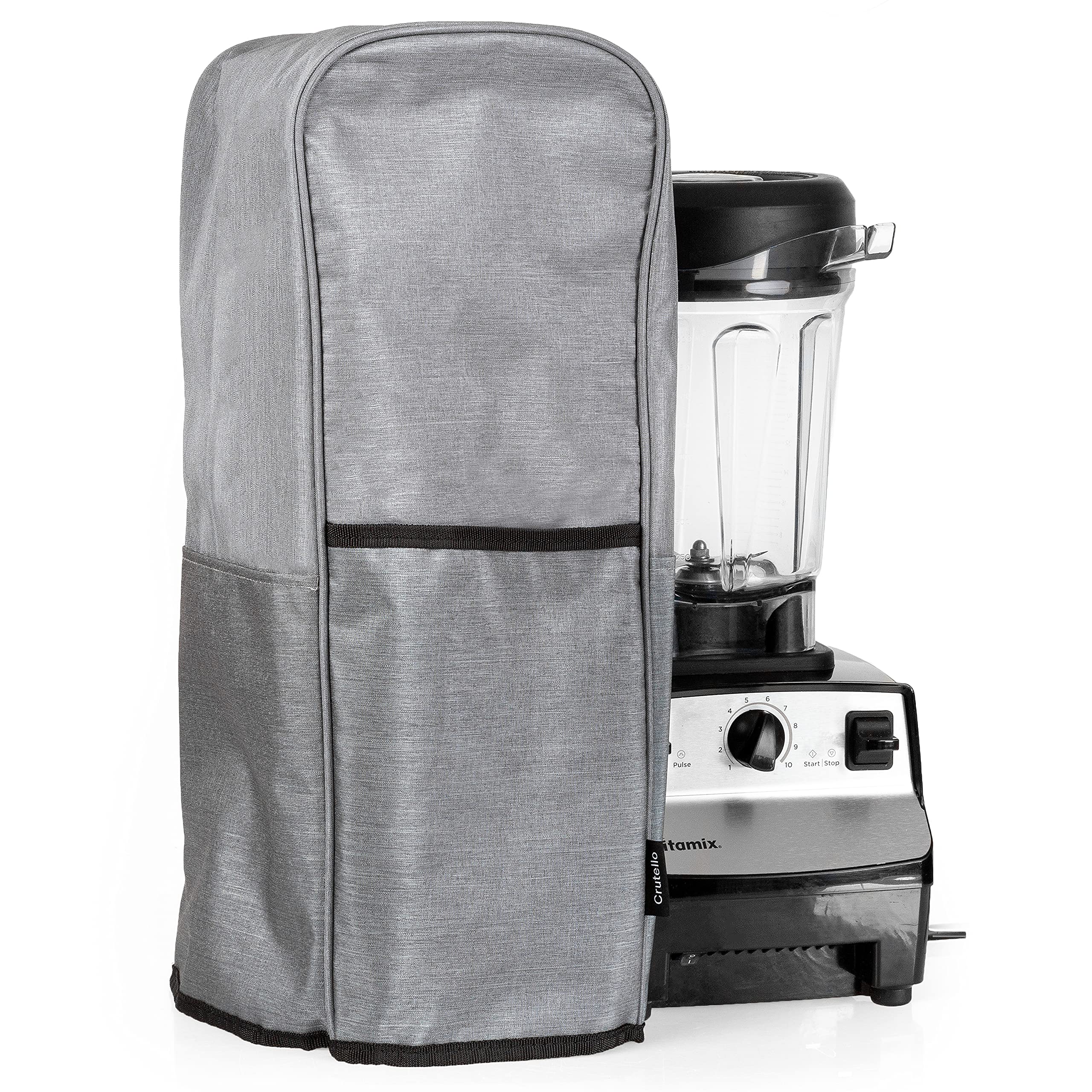 Vitamix & Ninja Foodi Blender Dust Cover - Grey Waterproof Juicer Cover with Accessory Pocket, Fits 8.25 x 9 x 17.75 Inch Machines, Easy to Clean - Perfect for Kitchen Countertop Storage & Appliance Protection