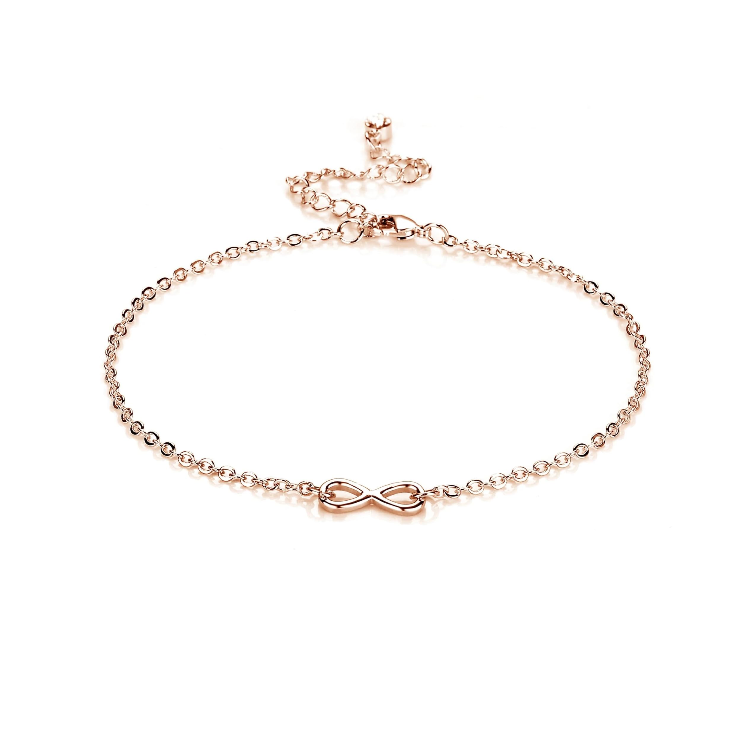 Rose Gold Plated Infinity Anklet with Zircondia® Crystals for Women - Elegant Everyday Jewelry