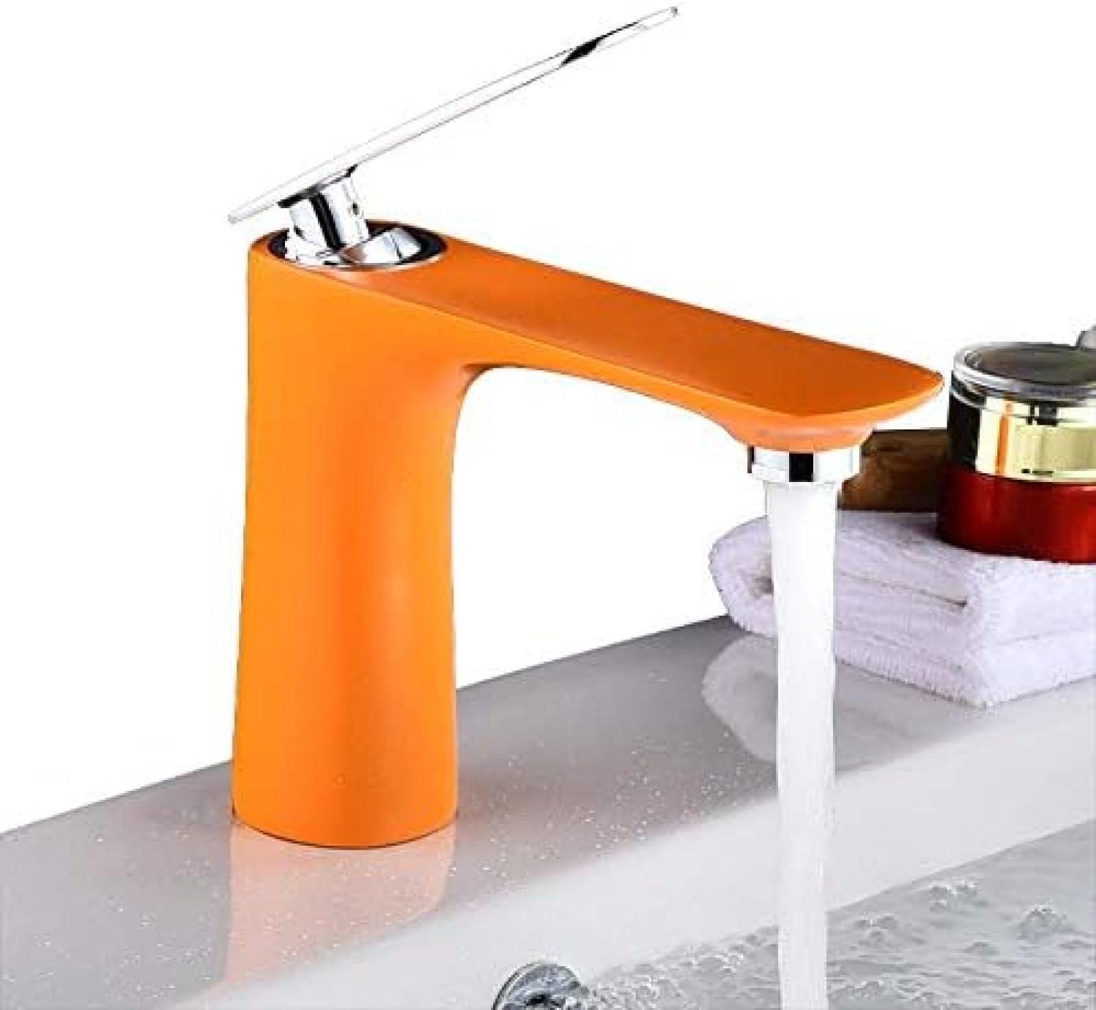 CRJUS Single Handle Deck Mount Bathroom Sink Faucet - Hot and Cold Water Mixer Tap for Vanity, Powder Room & Guest Bathroom - Perfect for Modern Home Renovation & DIY Installation