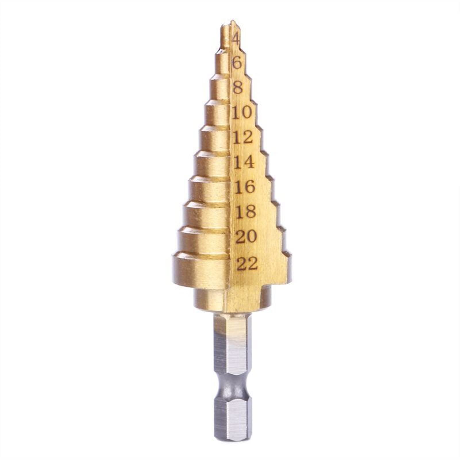 Titanium Coated HSS Step Drill Bit Set (4-22mm) - High Speed Steel Cone Drill for Metal, Wood, Plastic - Power Tool Accessories for DIY, Home Improvement & Professional Use