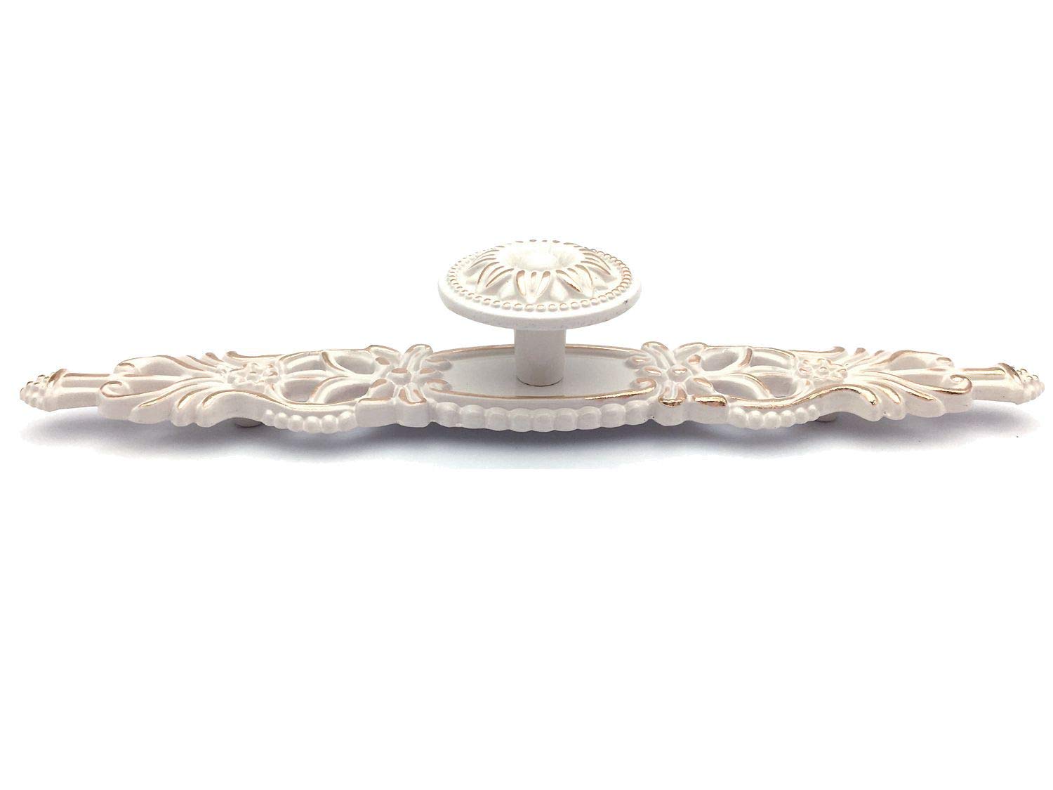 Antique Creamy White Drawer Pulls - Elegant Dresser Knobs & Cabinet Handles for Kitchen, Bathroom & Furniture (Small Knob with Plate) - Perfect for Vintage Home Decor & DIY Cabinet Upgrades