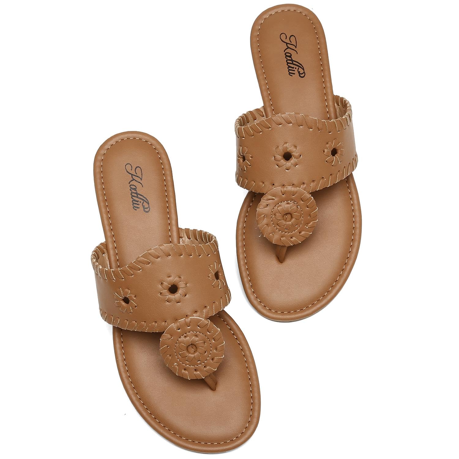 Katliu Women's Flat Sandals - Comfortable Flip Flops & Dressy Thong Sandals for Beach, Pool, and Casual Outings