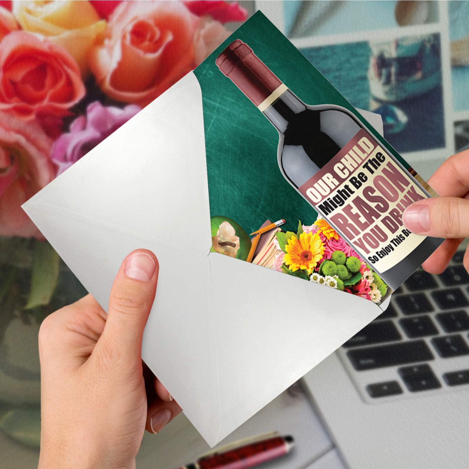 Funny Thank You Card for Teacher - Sports Team Appreciation Card with Envelope - Perfect for Coach Gifts, End of Season Thank You Notes & Teacher Wine Gifts (C2046TYG)