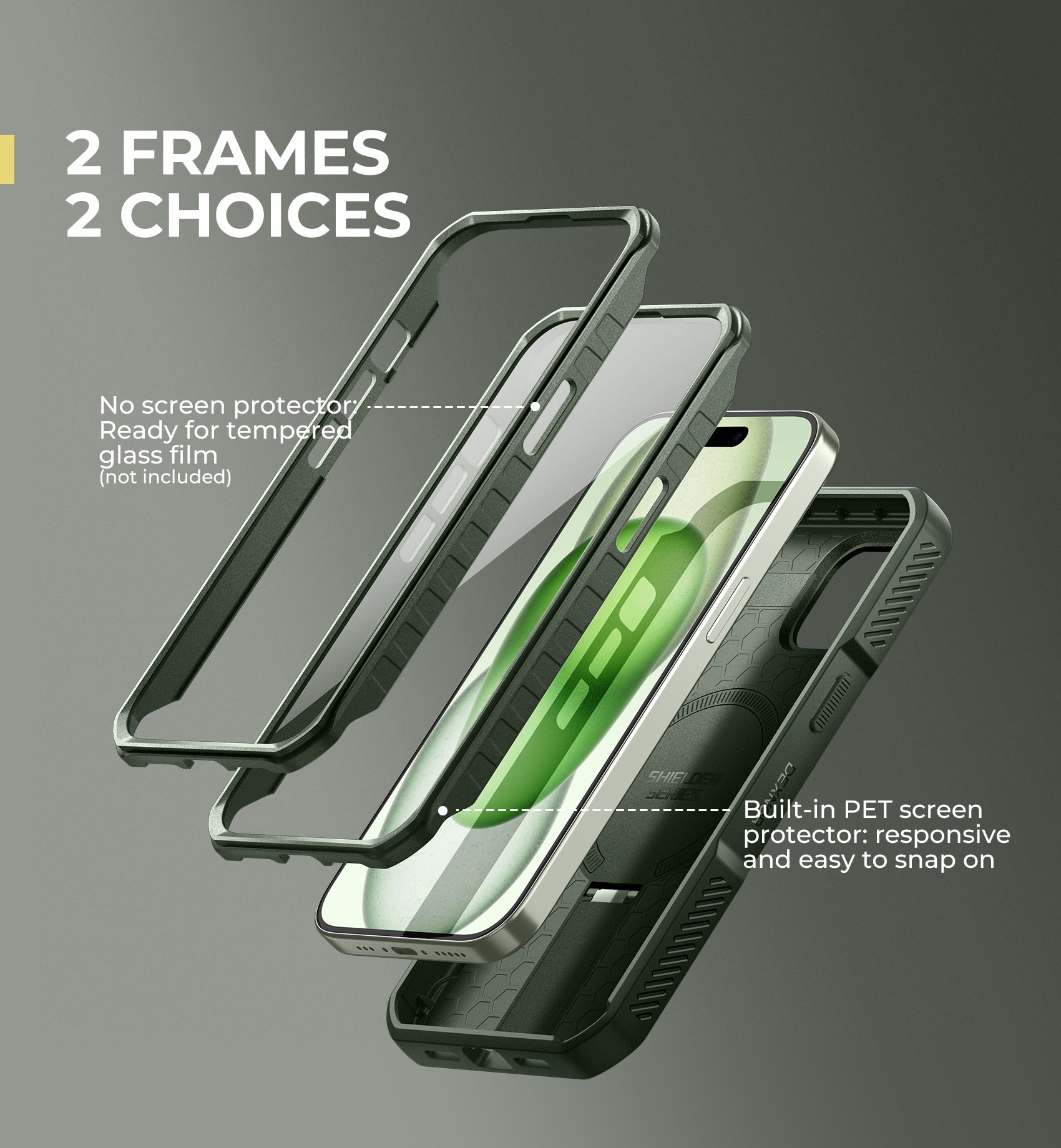 Durable Shockproof iPhone 15 Case with Built-in Screen Protector & Slide Camera Cover - 360° Magsafe Compatible Rugged Bumper Cover for Outdoor, Travel and Daily Protection