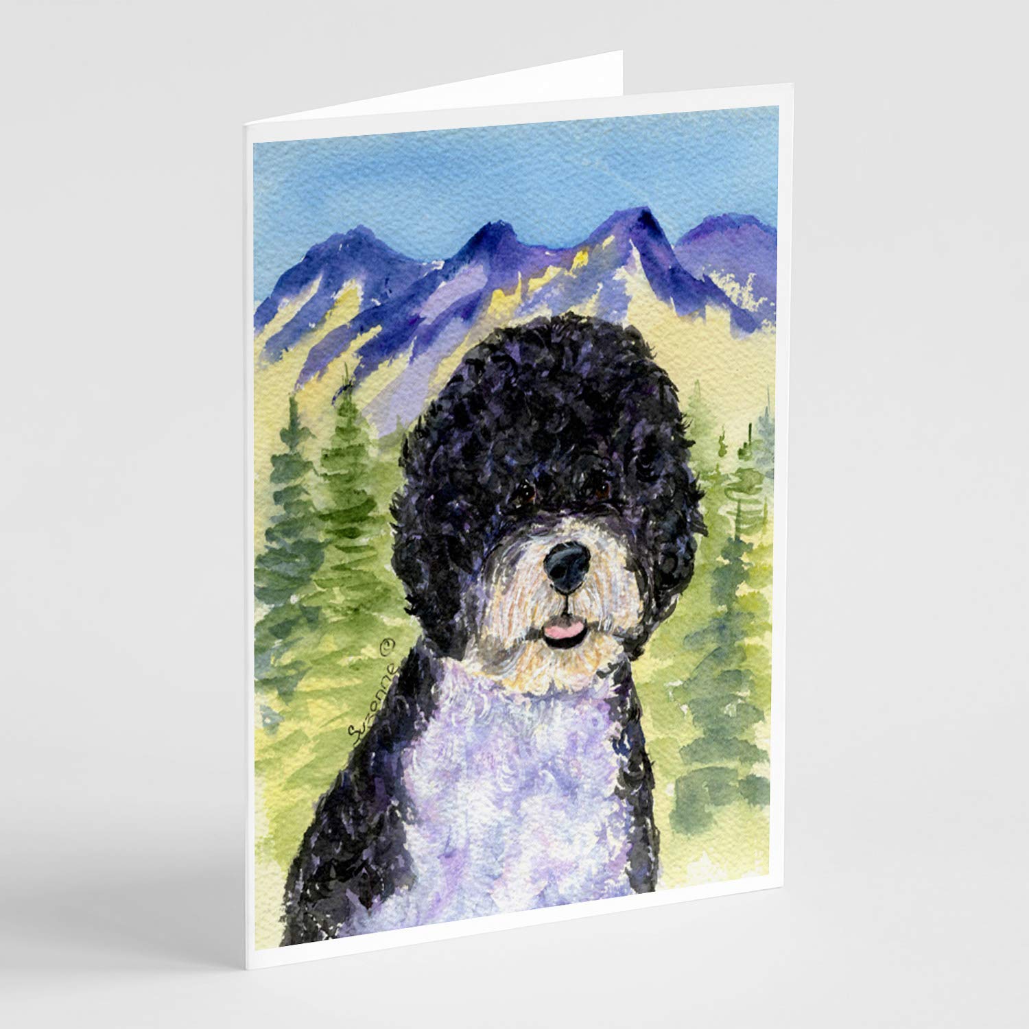 Portuguese Water Dog Blank Greeting Cards & Envelopes - Pack of 8 Whimsical A7 Size (5x7) Note Cards for Birthdays, Thank You Notes & Special Occasions