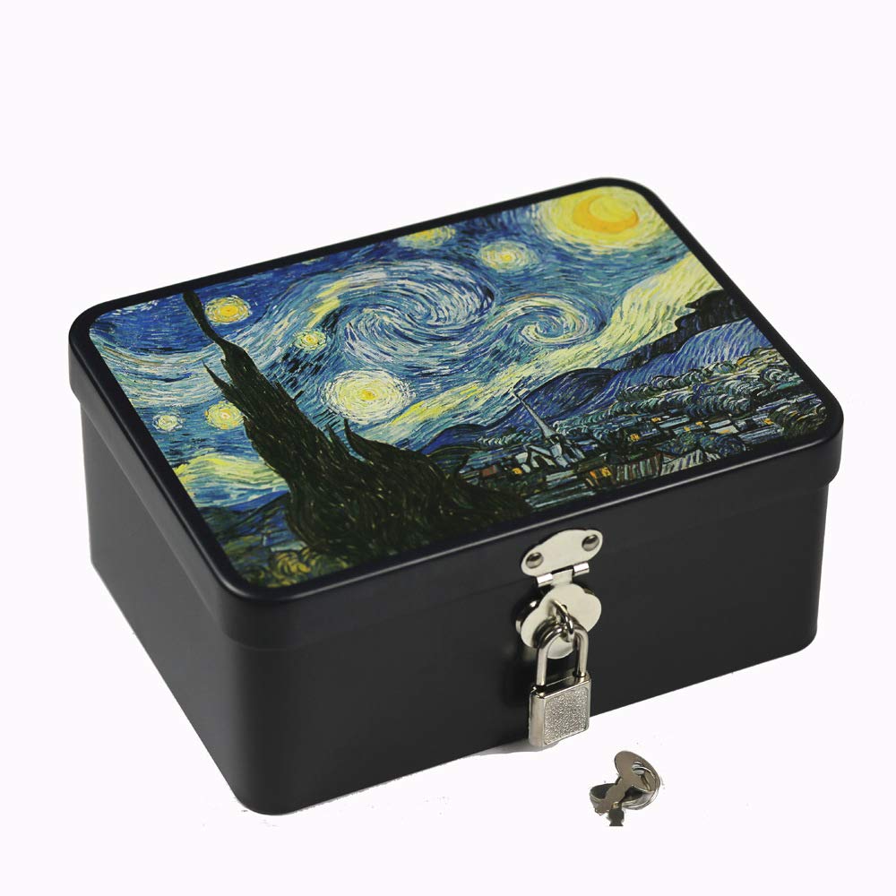 Vintage Tin Storage Box with Padlock - Kitchen, Office & Gift Organizer for Candy, Tea, Jewelry