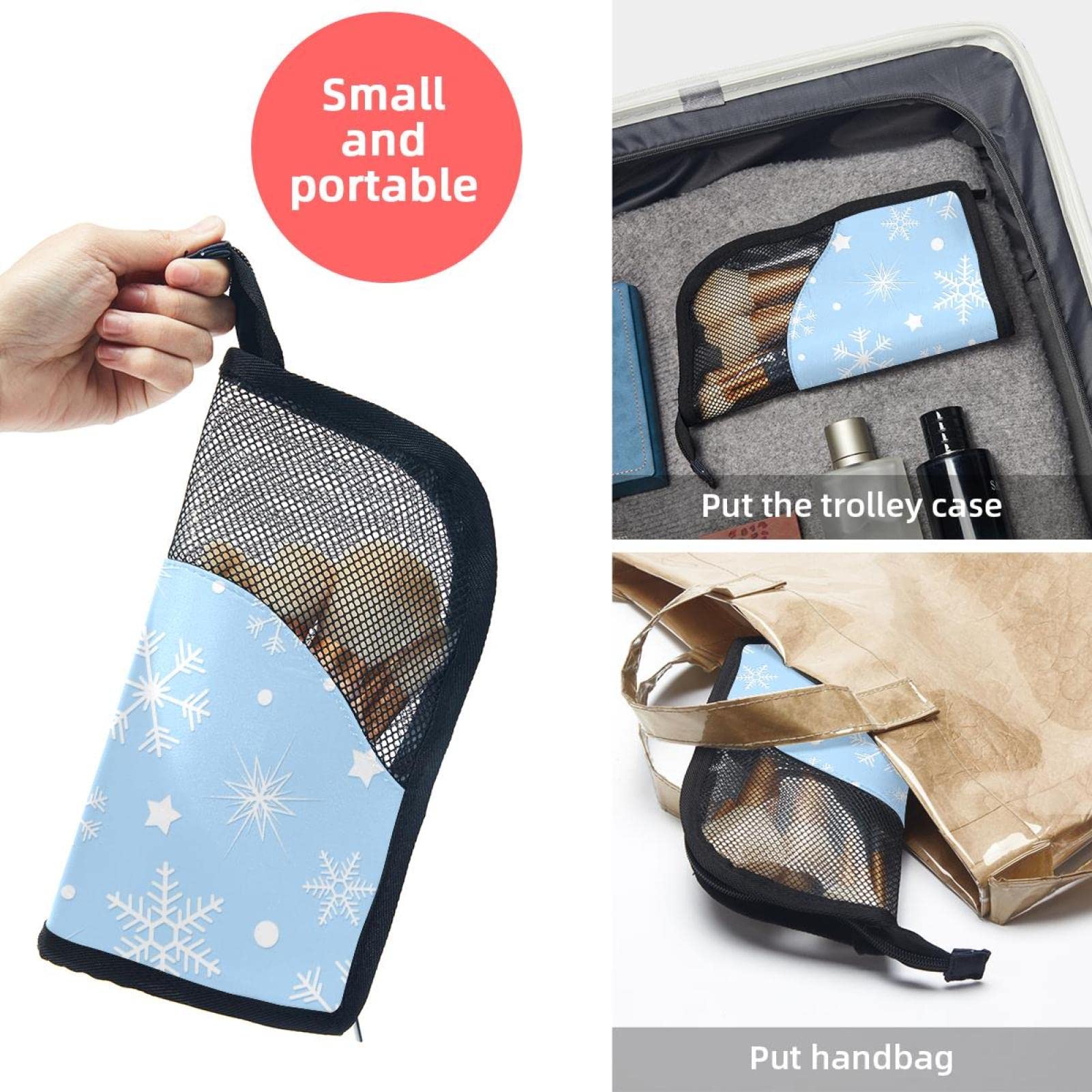 12-Piece Makeup Brush Organizer Bag with Winter Floral Snowflake Design - Portable Cosmetic Brush Holder Case for Travel & Home Storage