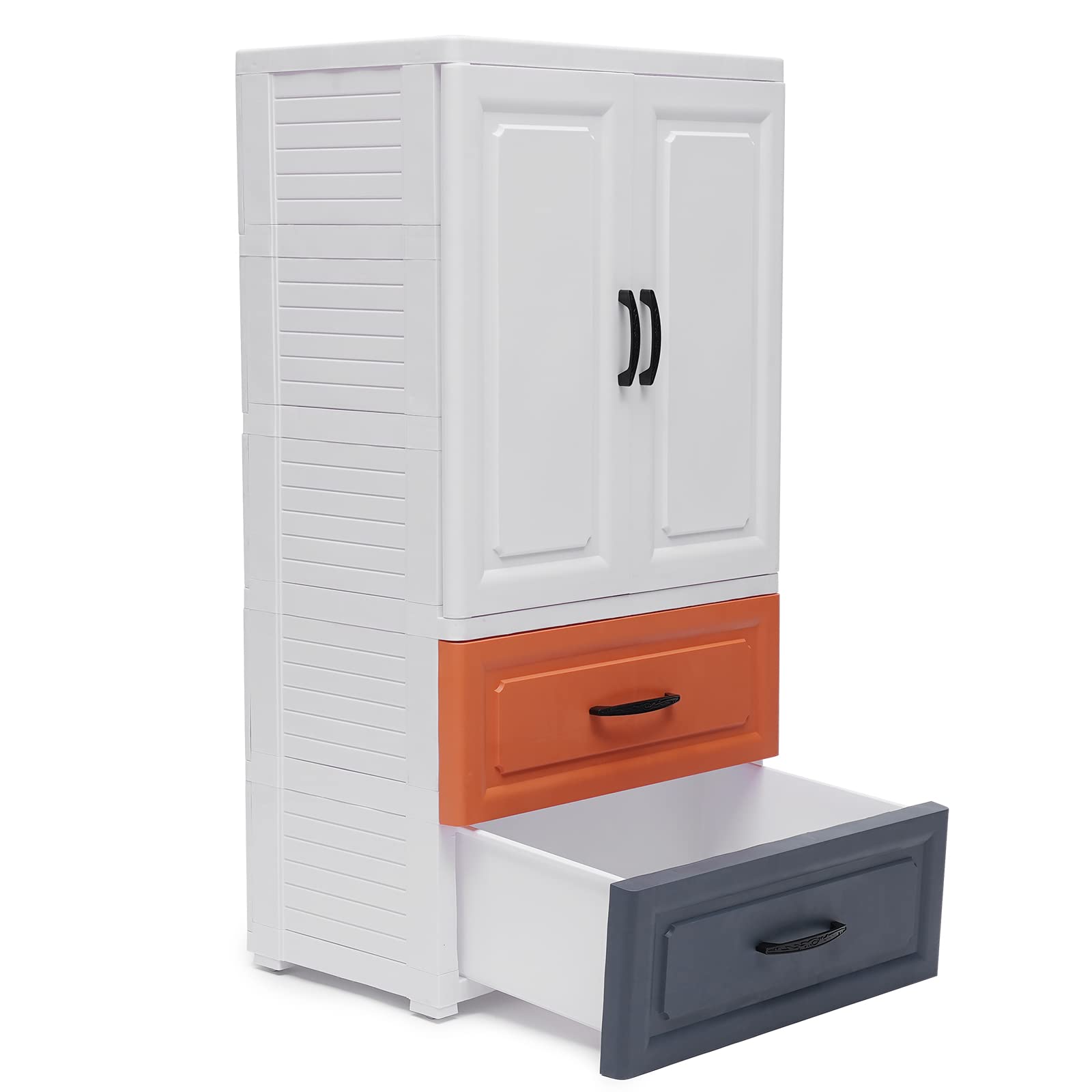 Eapmic 2-Drawer Plastic Storage Cabinet - Tall Standing Dresser for Bedroom, Closet & Nightstand (22.4 x 15.7 x 43.3 Inches) - Space-Saving Organizer for Clothes, Toys & Home Essentials - Available in 3 Colors