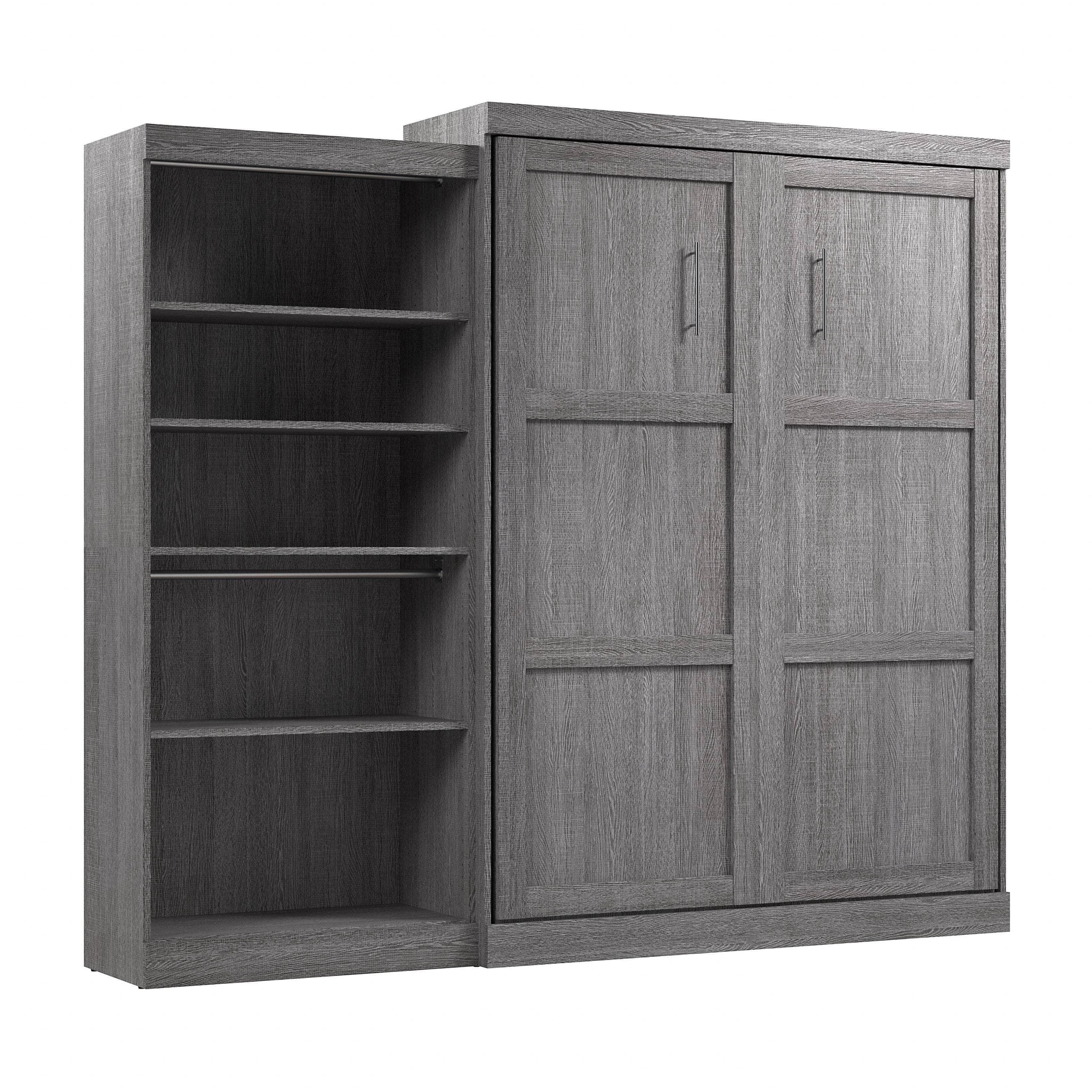 Pur Queen Murphy Wall Bed with Closet Organizer (101W) - 7 Color Options | Space-Saving Wall Bed for Small Apartments, Guest Rooms & Home Offices