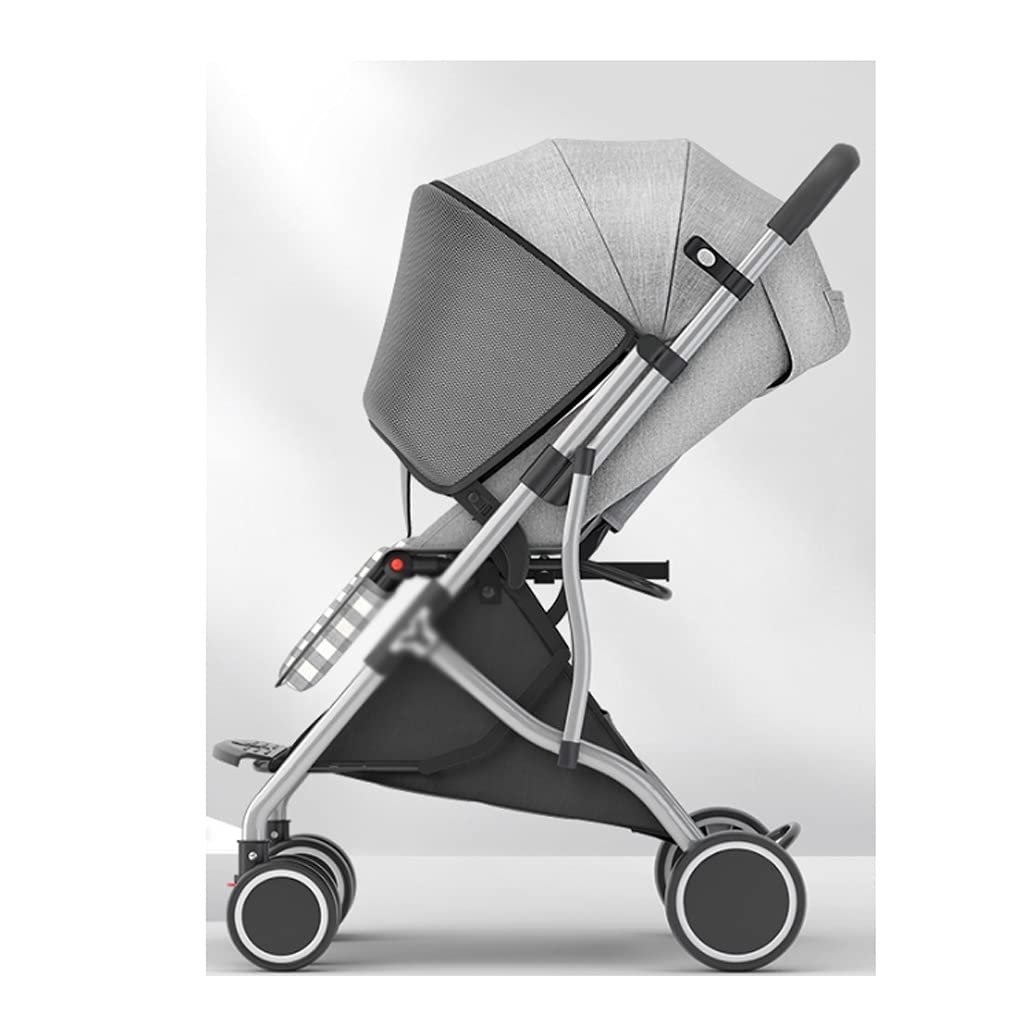 Fevilady Lightweight Foldable Baby Stroller - Portable Infant Carriage for Newborns & Toddlers, Sit & Lie Down Design, Easy to Carry (British Gray) - Perfect for Travel, Shopping, and Daily Walks