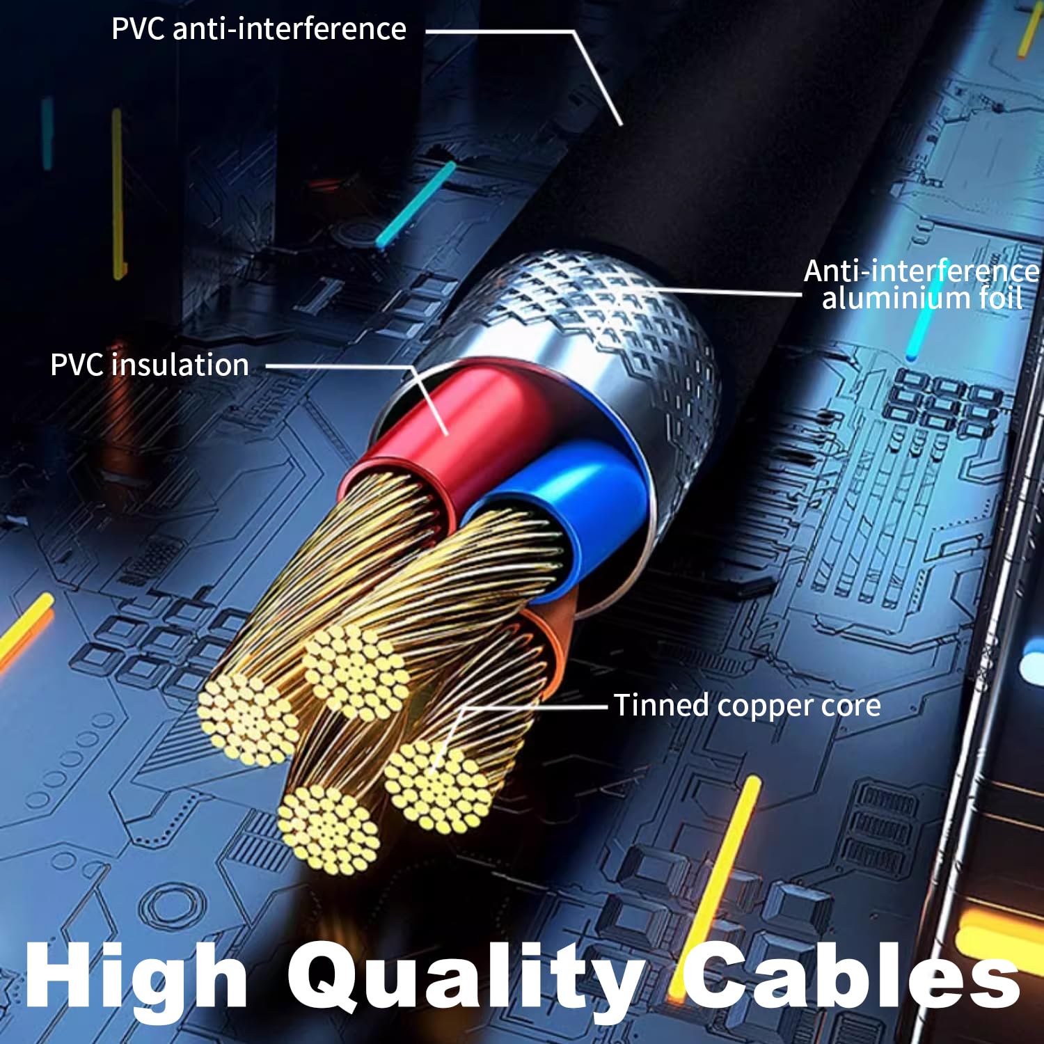 Poyiccot 3.5mm Headphone Splitter 1 to 6 Way - 1/8 Inch TRS Male to Female Stereo Audio Cable - 1.5ft Aux Extension for Headphones, Earphones, Speakers - Perfect for Home Theater, Gaming, and Music Sharing