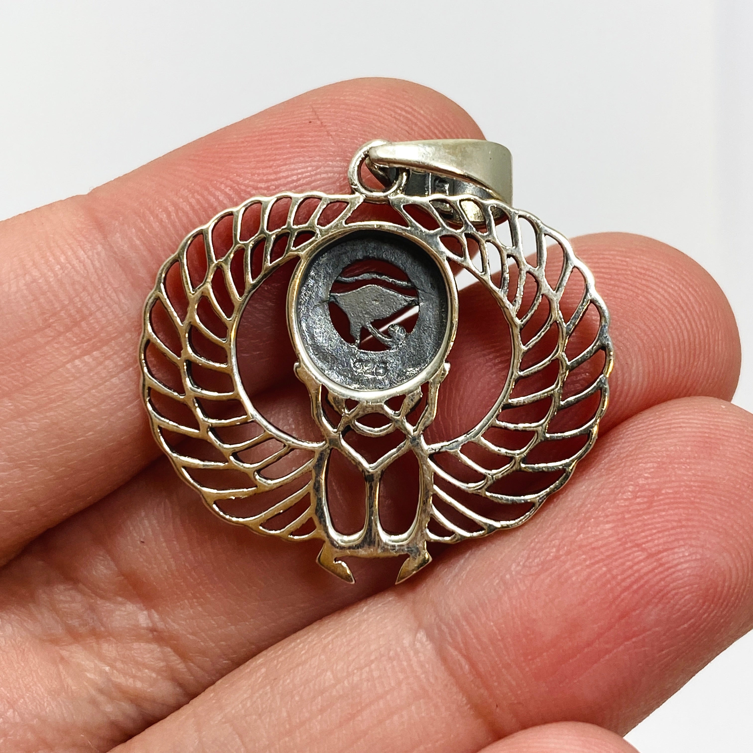 925 Sterling Silver Eye of Horus with Scarab Beetle Pendant - Egyptian Mythology Jewelry for Men & Women - Perfect for Spiritual Protection & Fashion Accessories