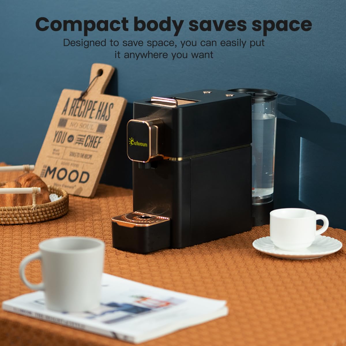 Mini Espresso Coffee Machine for Capsules - Compatible with Nespresso Original, Single Serve Espresso Maker for Bestpresso & Peet's Coffee Pods (Black) - Perfect for Home, Office & Small Spaces