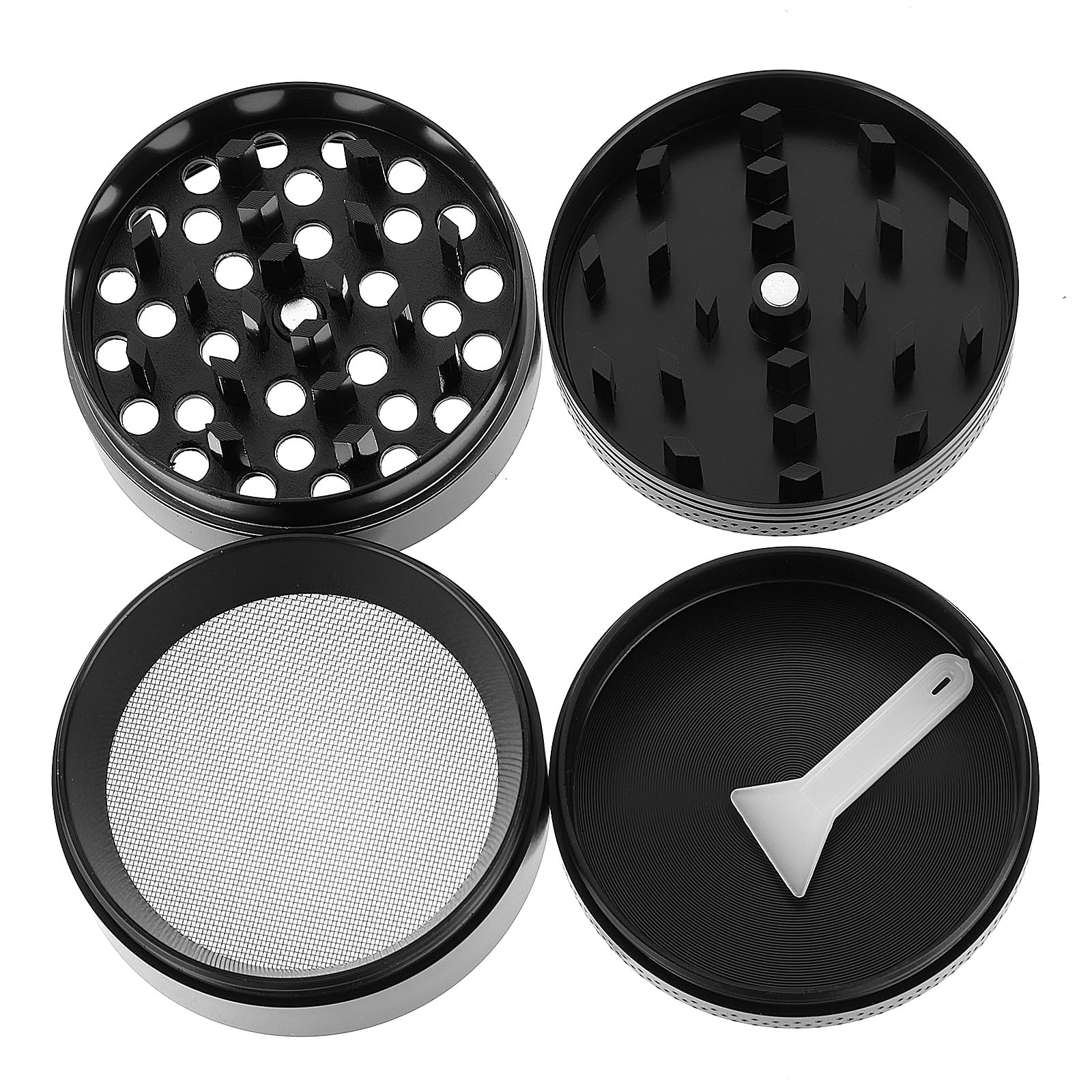 2 Inch Manual Spice Grinder - Portable Aluminum Herb Mill with Magnetic Lid, Zinc Alloy Hand Crank Seasoning Crusher - Perfect for Kitchen, Camping & Travel Use