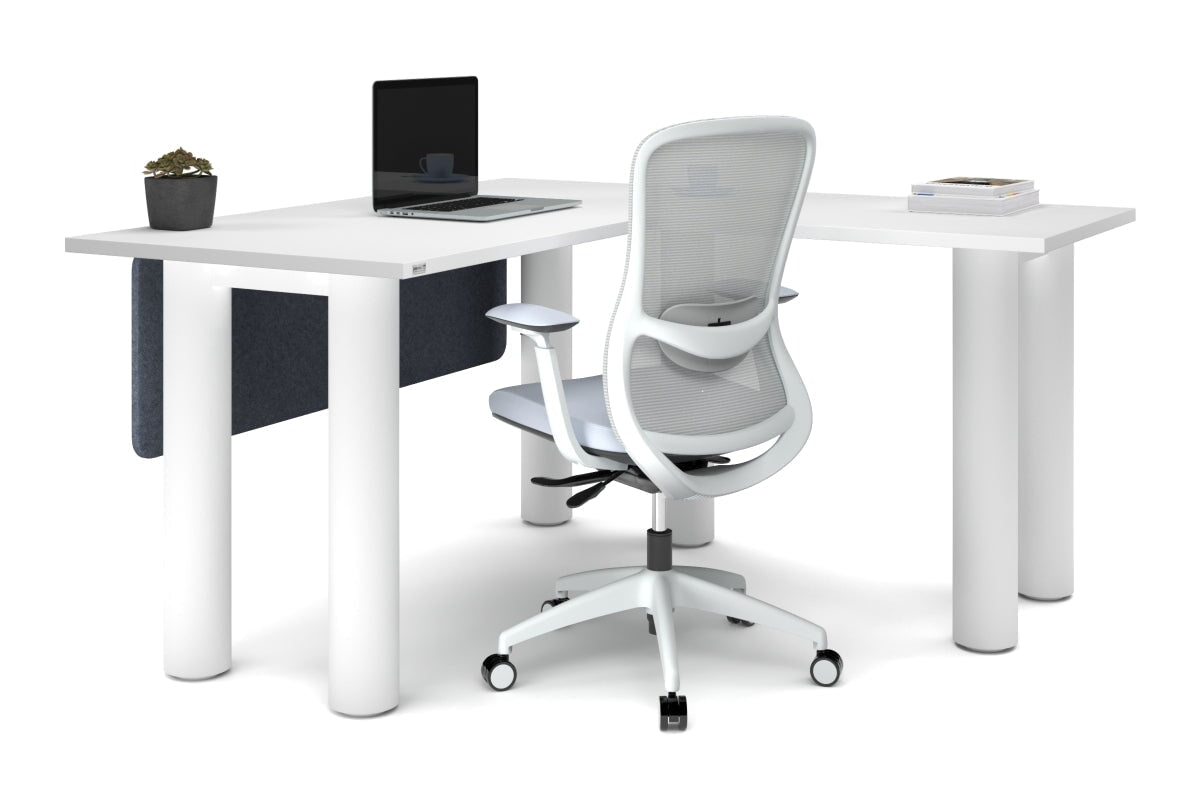 L-Shaped Corner Office Desk with Quadro Cylinder Legs - 1400L x 1450W Dimensions - Perfect for Home Office, Gaming Setup & Workspace Organization