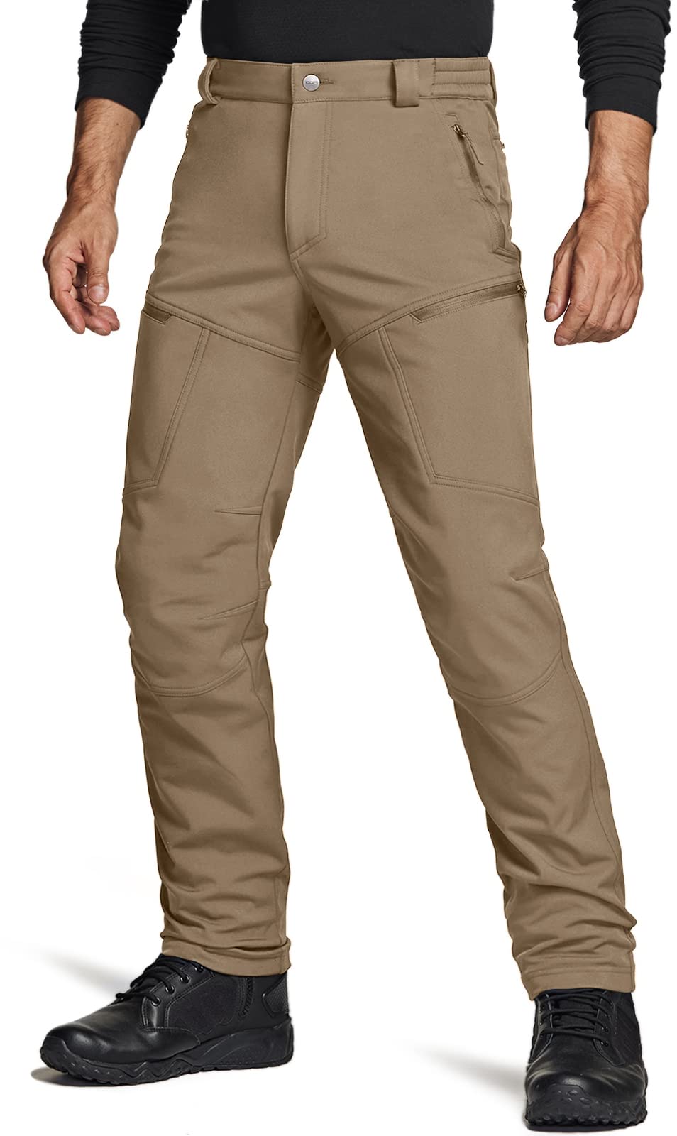 CQR Men's Winter Tactical Pants - Fleece Lined Outdoor Snow Ski Cargo Pants with Thermal Insulation for Hiking, Camping & Cold Weather Activities
