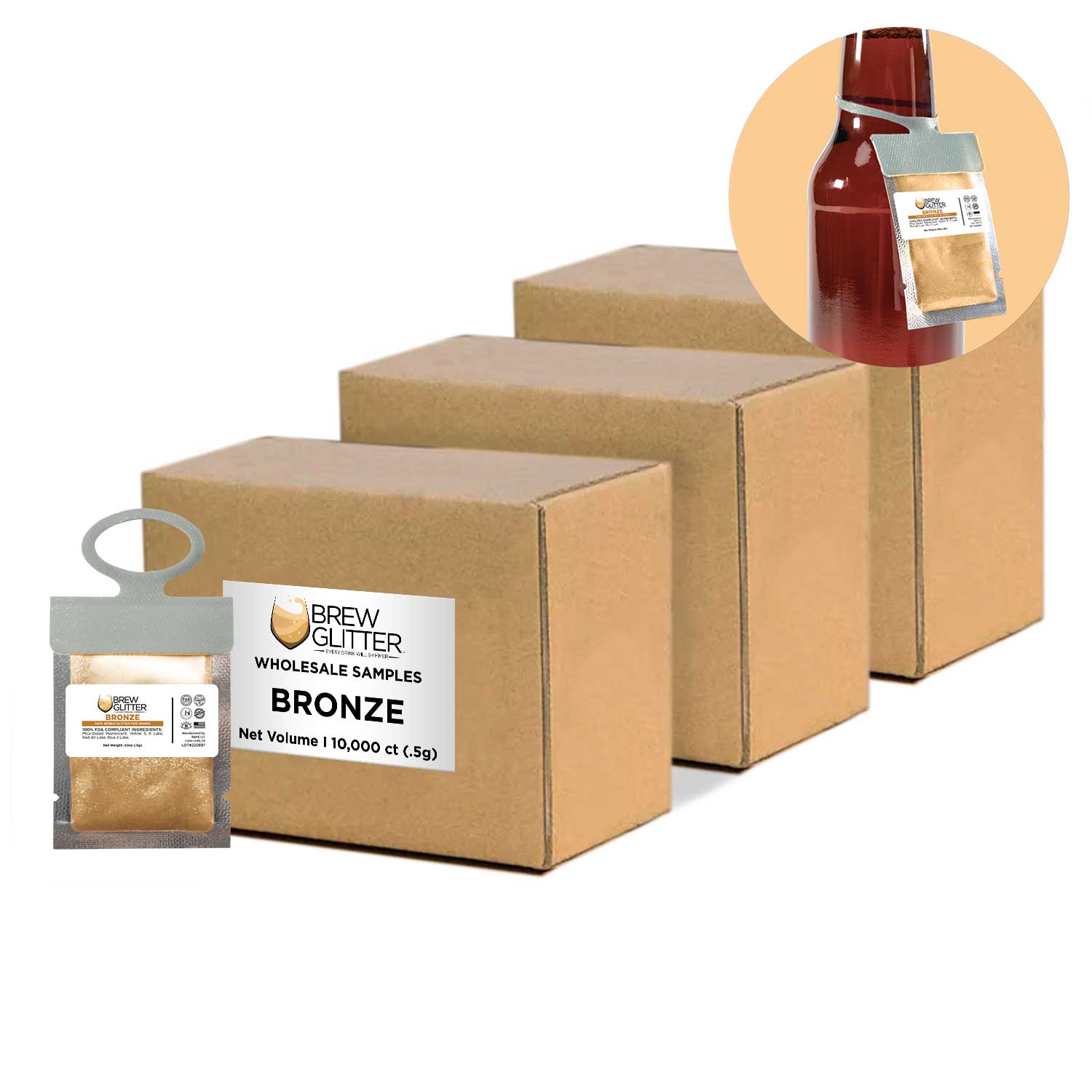 Bronze Brew Glitter® Necker Scarf - Bulk Wholesale for Women & Men | Perfect for Festivals, Parties, and Fashion Accessories