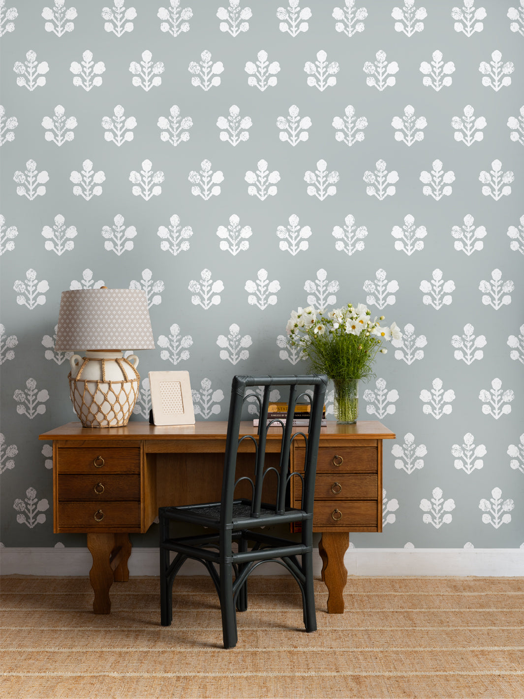 Sugar Paper 'Ensley Large' Wallpaper - Silver Sage | Premium Peel & Stick Wallpaper for Living Room, Bedroom & Home Decor