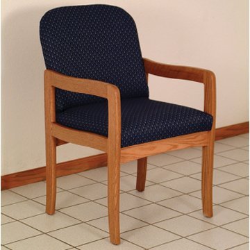 DMD Office and Waiting Room Guest Chair - Medium Oak Wood with Watercolor Rose Upholstery - Comfortable Patient Seating for Clinics, Dental Offices, and Reception Areas