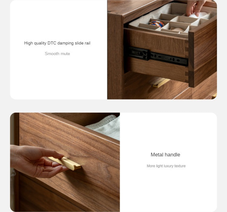 Solid Black Walnut Wood Dresser - 5-Drawer Chest for Bedroom & Living Room Storage | Handcrafted Hardwood Furniture for Home Organization & Decor