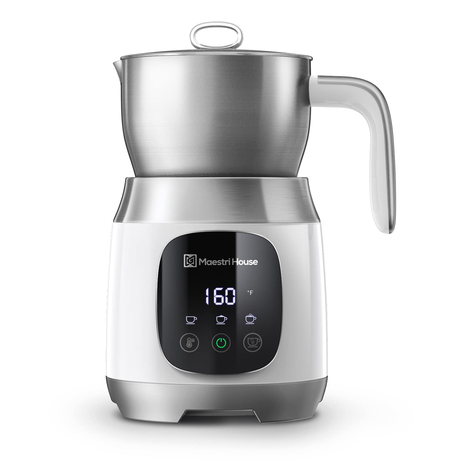 Maestri House Electric Milk Frother and Steamer - 21OZ/600ML Variable Temperature Control with Smart Touch, Adjustable Froth Thickness for Latte, Cappuccino & Hot Chocolate - Dishwasher Safe with Memory Function - Perfect for Home Coffee Bars, Office Use & Gift Giving