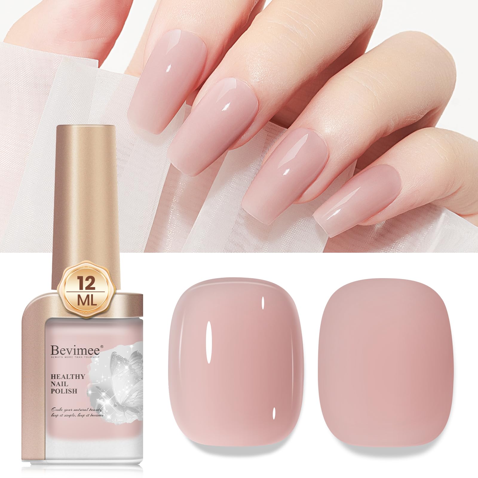 Quick Dry Nail Polish - Fast Drying Sheer Nude Holographic Nail Lacquer, High Coverage Water-Based Formula, No UV/LED Required (12ml) - Perfect for Everyday Wear, Special Occasions & Nail Art Designs