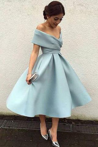 Elegant Off Shoulder Dusty Blue Short Homecoming Dress for Women - CM543 | Perfect for Prom, Party, and Special Occasions