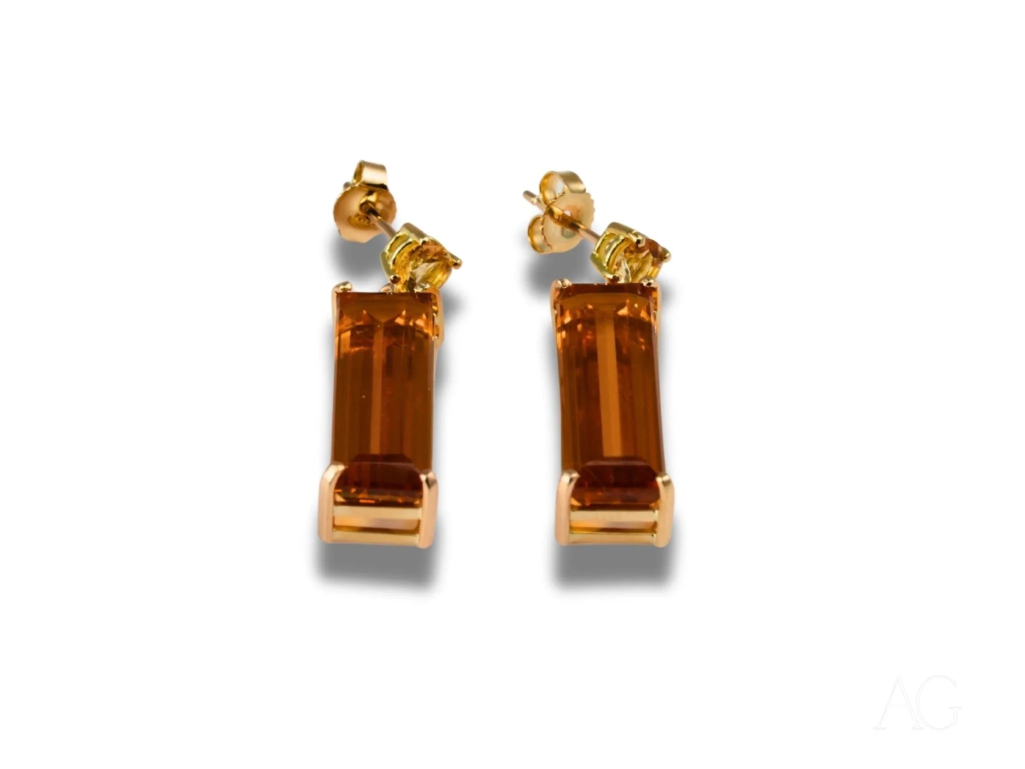 18K Gold Citrine Earrings - Solaris Legacy Collection | Dainty Stud Earrings for Women, Gift for Her | Perfect for Weddings, Parties & Special Occasions