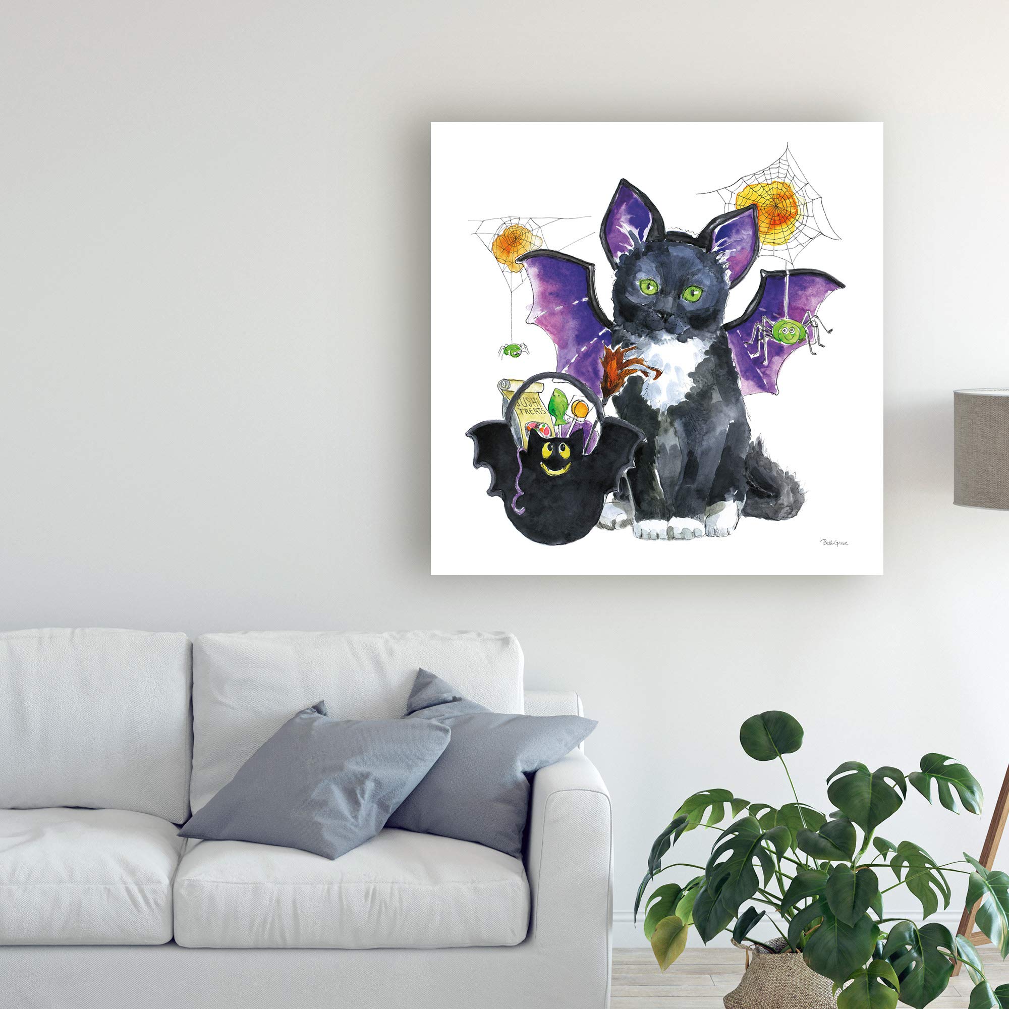 Beth Grove Halloween Pets VI Fine Art Print - 18x18 Wall Decor for Spooky Home, Office & Halloween Party Decorations