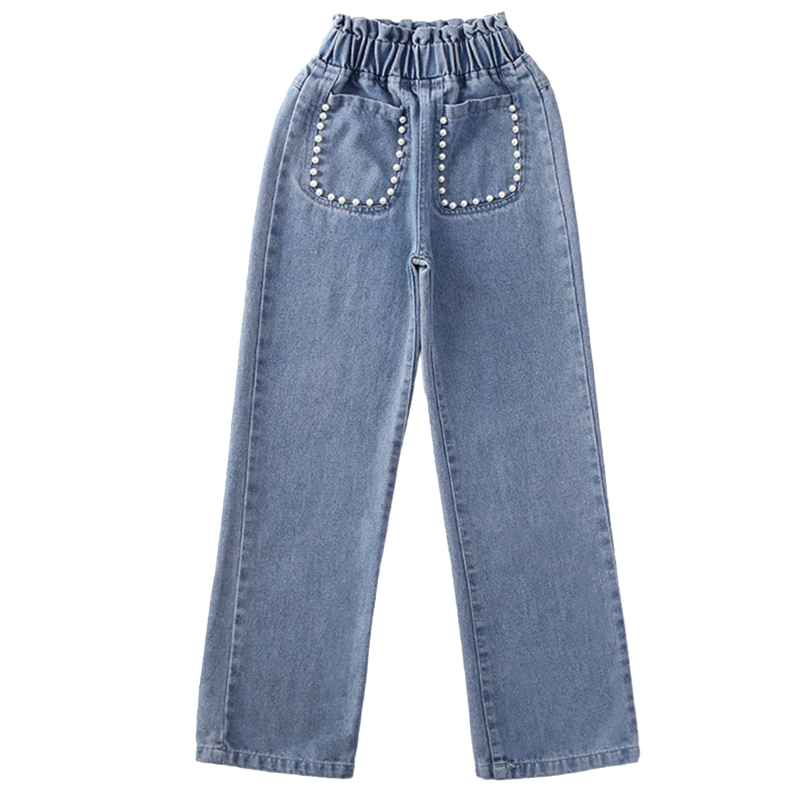 Aislor Girls Flare Pants | Kids Bell Bottom Jeans with Ruffle Bowknot & Tassel Hem | Stylish Denim Leggings for School, Play & Casual Outfits