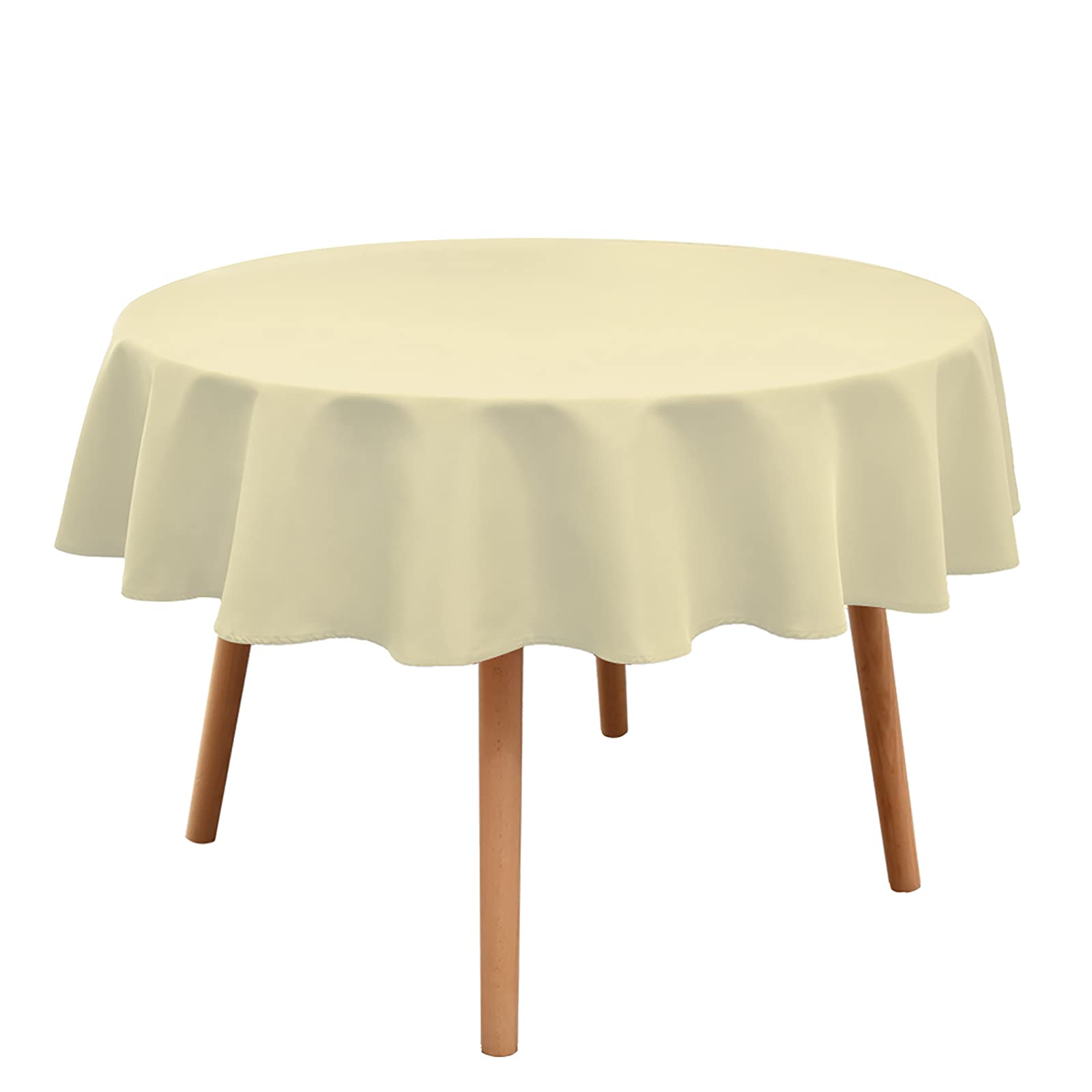 108 Inch Round Waterproof Stain Resistant Washable Polyester Tablecloth - Beige Decorative Table Cover for Kitchen, Dining Room, Party & Outdoor Events - Perfect for Weddings, BBQs and Holiday Gatherings