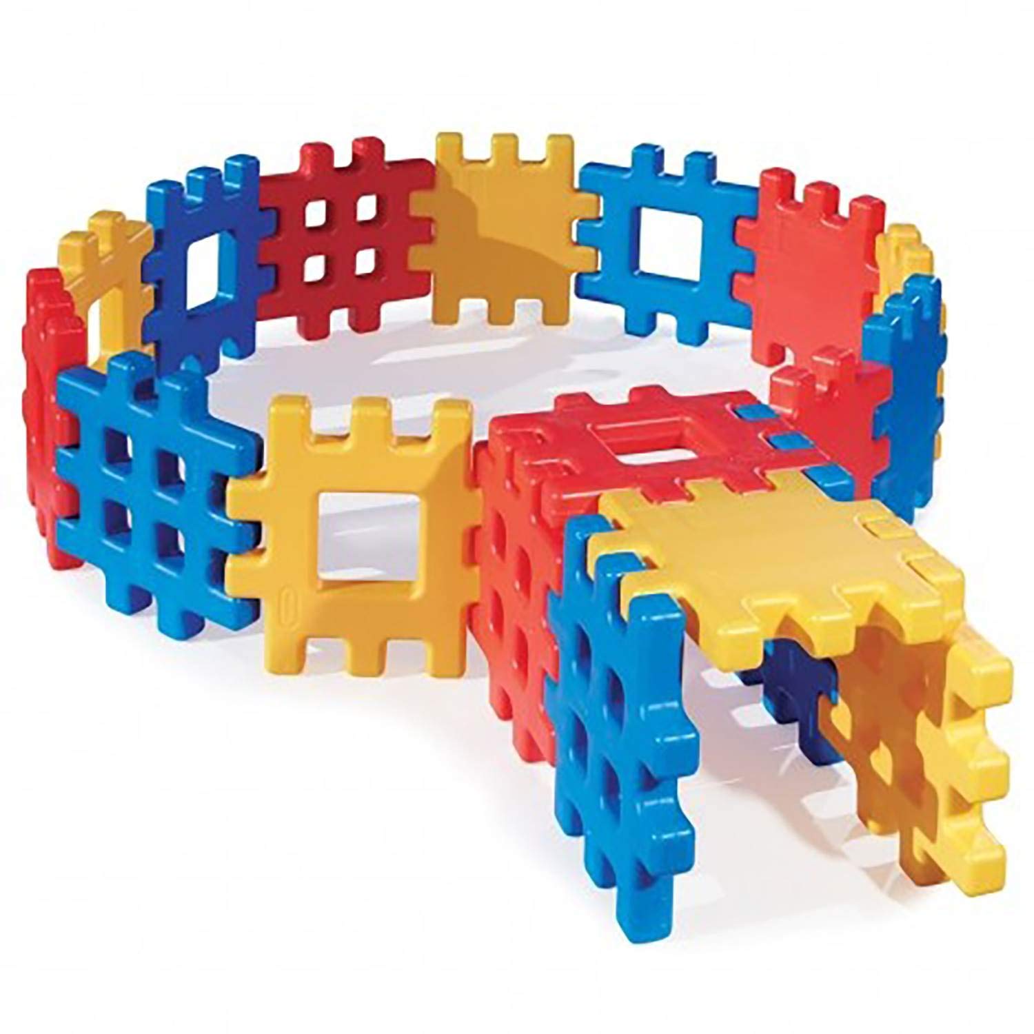 Little Tikes Big Waffle Block Set - 18 Piece Educational Building Toys for Toddlers, Blue Red Yellow Interlocking Blocks for Kids STEM Learning (Perfect for Preschool Playtime & Creative Construction)