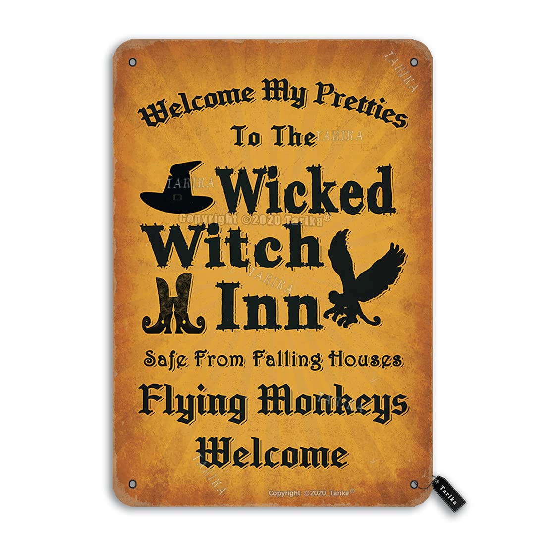 Wicked Witch Inn Halloween Retro Metal Sign - 8x12 Inch Vintage Farmhouse Decor for Home, Kitchen, Garden & Yard - Funny Wall Art for Halloween Parties & Spooky Decorations