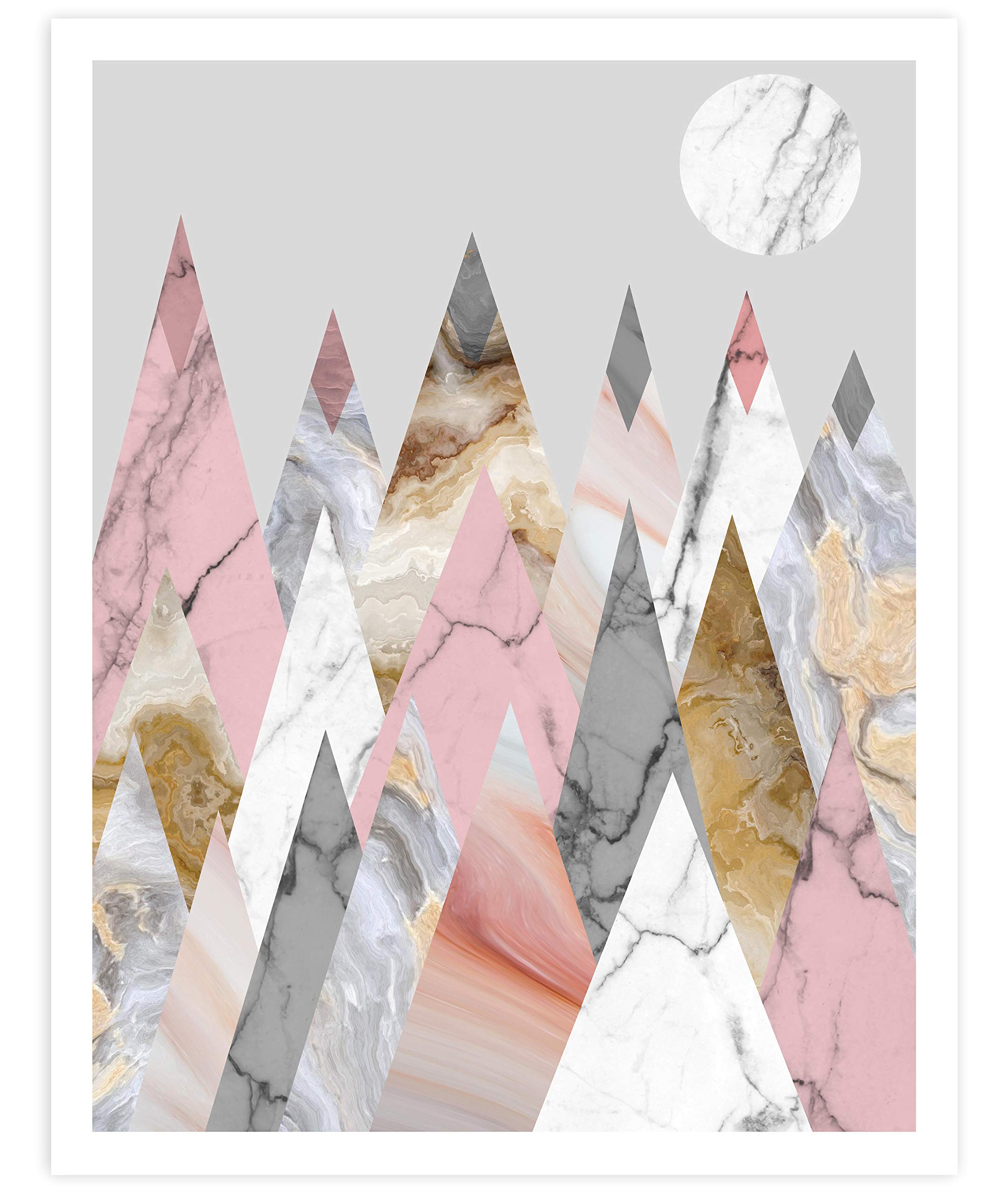 Abstract Marble Mountains Landscape Art Print - Contemporary Wall Decor Poster for Home & Kitchen - 11x14 Inches Unframed - Perfect for Living Room, Bedroom & Office Decor
