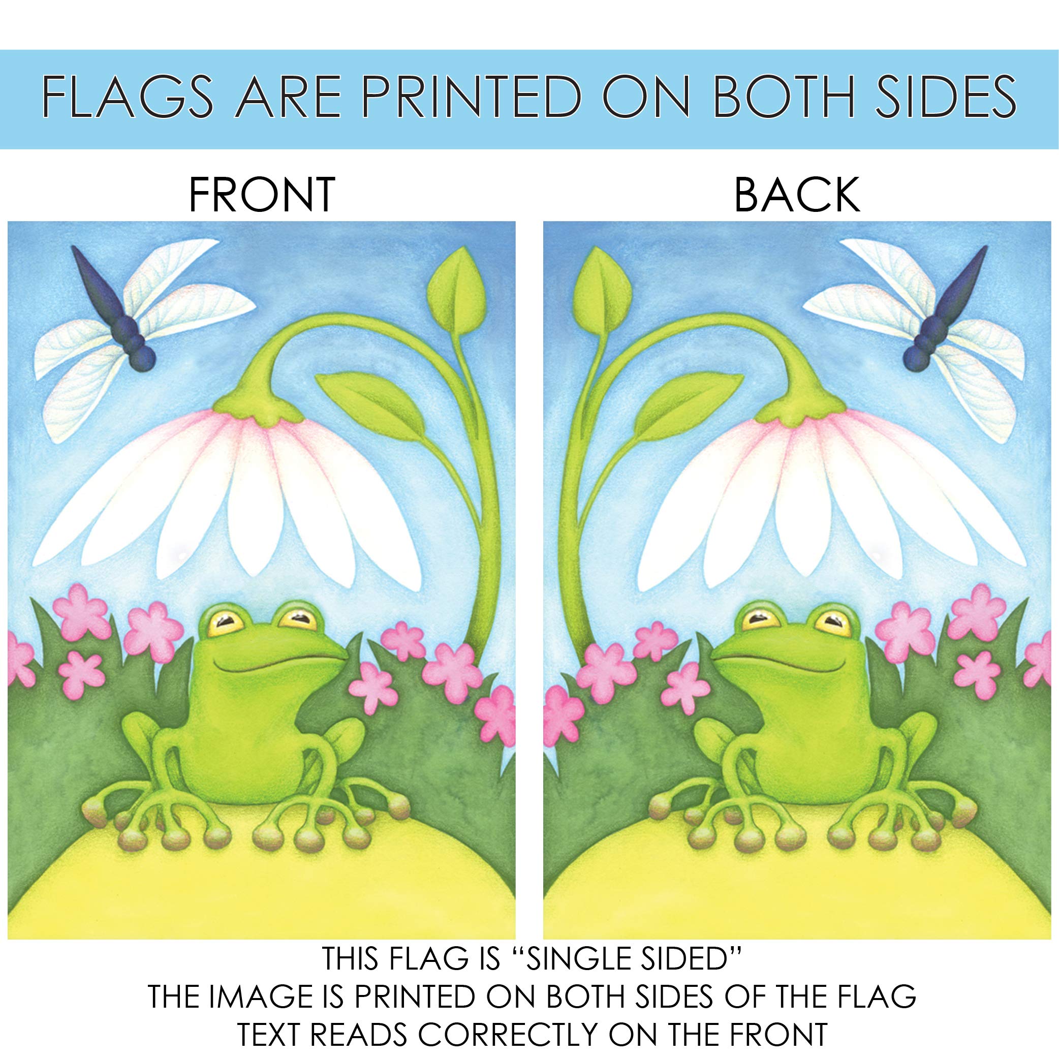 Toland Home Garden 100074 Little Green Frog Double Sided Garden Flag - 28x40 Inch Outdoor Decorative Frog Flag for Yard, House & Flower Beds - Perfect for Spring Decor, Patio Parties & Front Porch Displays